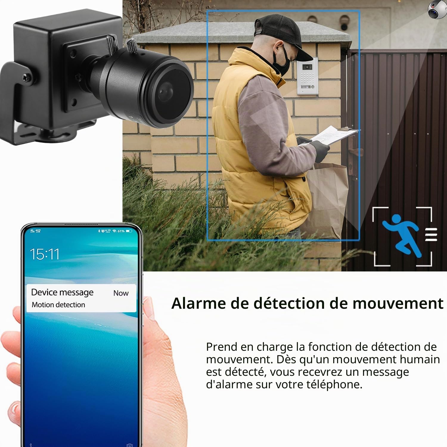 Mini caméra IP POE UltraHD 4K (8MP), Objectif Zoom Manuel 2.8-12mm Caméra de sécurité intérieure P2P CCTV Caméra IP POE H.265 Détection de Mouvement (I712-P-HS82)