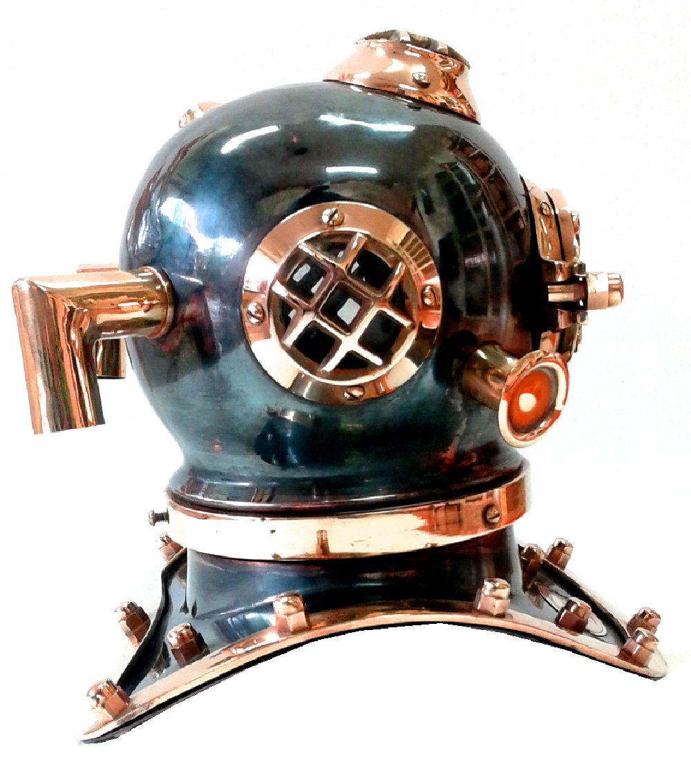 NAUTIQUE ANTIQUE US Navy Mark V Plongée Casque Cuivre, Finition Laiton NAUTIQUE ANTIQUE US Navy Mark V Plongée Casque Cuivre, Finition Laiton