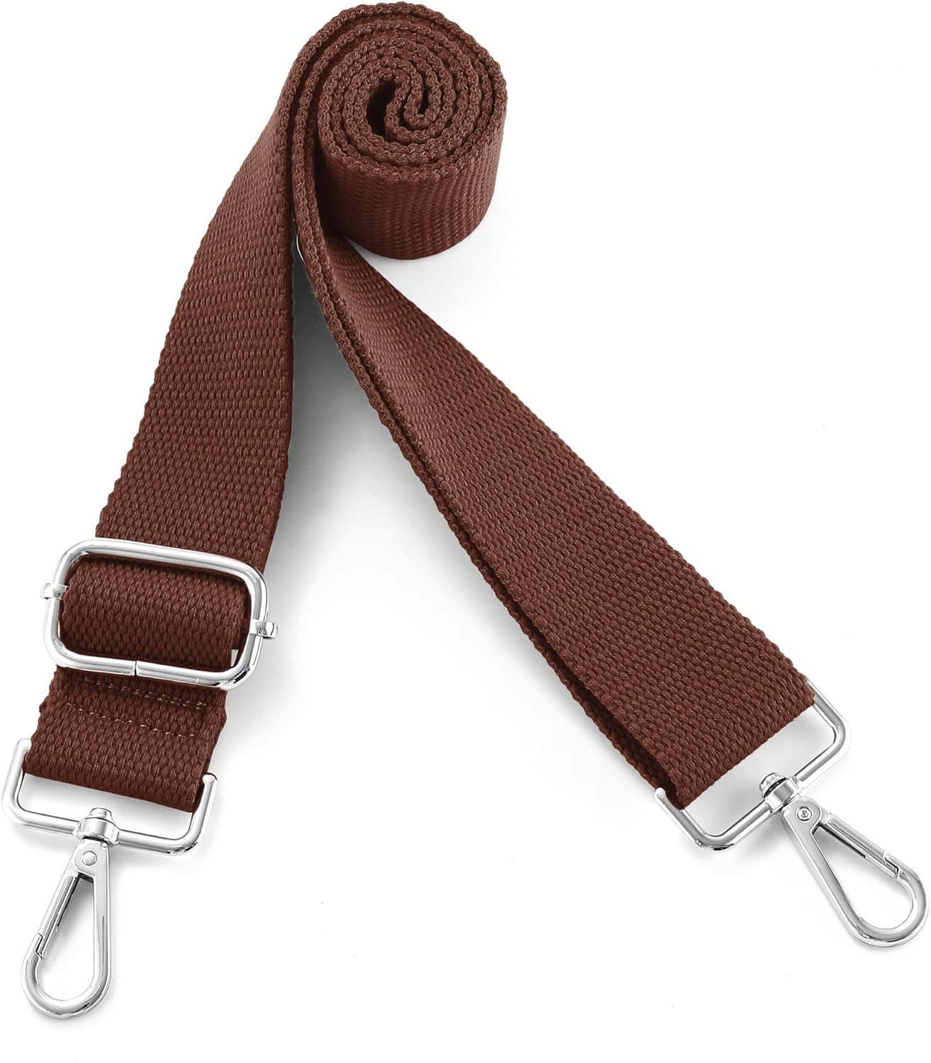 Wide Purse Strap Replacement Crossbody Shoulder Bag, Universal Adjustable Straps for Bags, Silver Buckle - Brown - Image 6