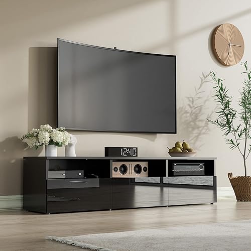 Cozy Castle Soporte de TV para TV de 657580 pulgadas moderno soporte de entretenimiento de TV con estilo de alto brillo centro de entretenimiento de