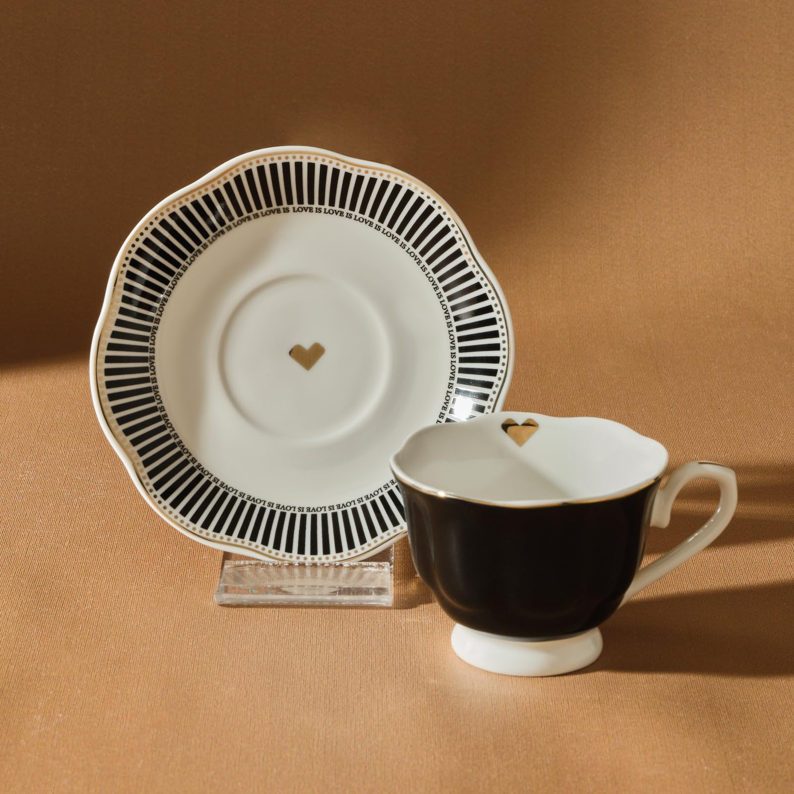 Karaca Piraye Lot de 12 tasses à café turc en porcelaine pour 6 personnes, 80 ml, noir, blanc, multicolore