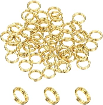 PATIKIL Round Split Ring, 60 Pcs 4mm Small Split Rings with Double Loops Metal Small Key Circle for Key Chains Jewelry Making DIY Crafts Ornaments Accessories Pendants, Gold