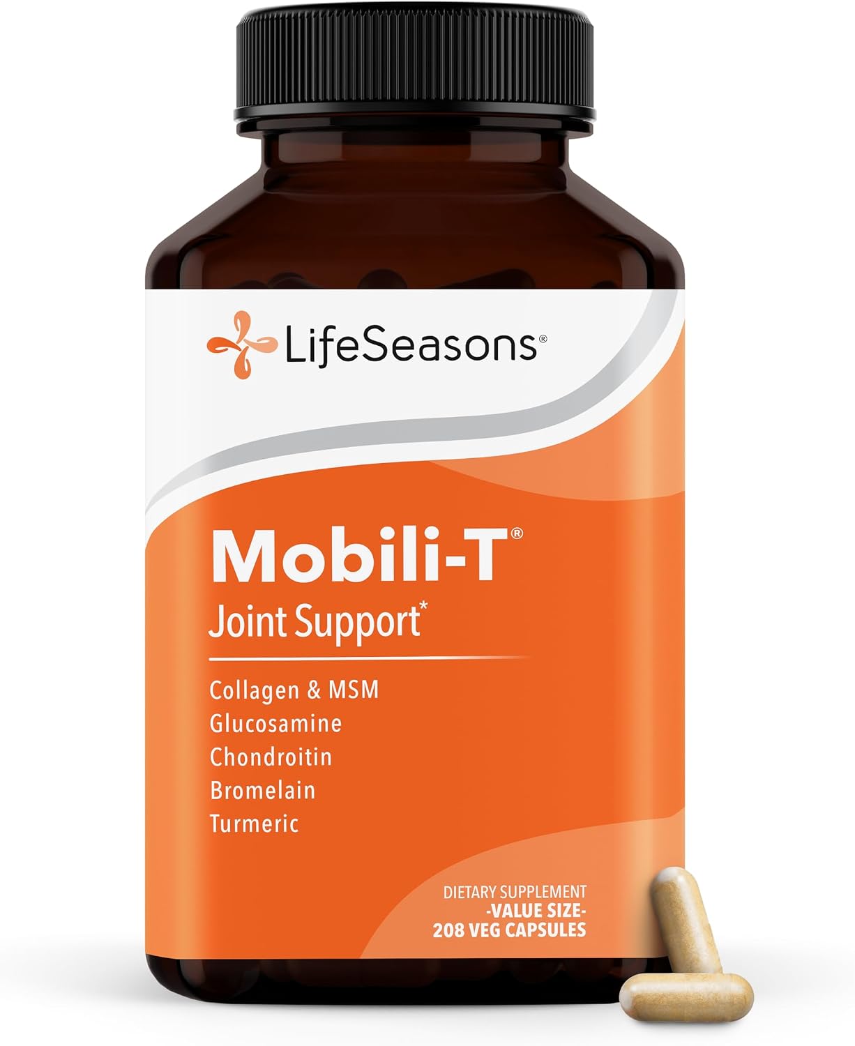 LifeSeasons Mobili-T - Joint Support Supplement - Reduces Aches & Discomforts - Increase Range of Motion - Rebuild Tissue & Cartilage - MSM Chondroitin Collagen Glucosamine & Turmeric - 208 Capsules