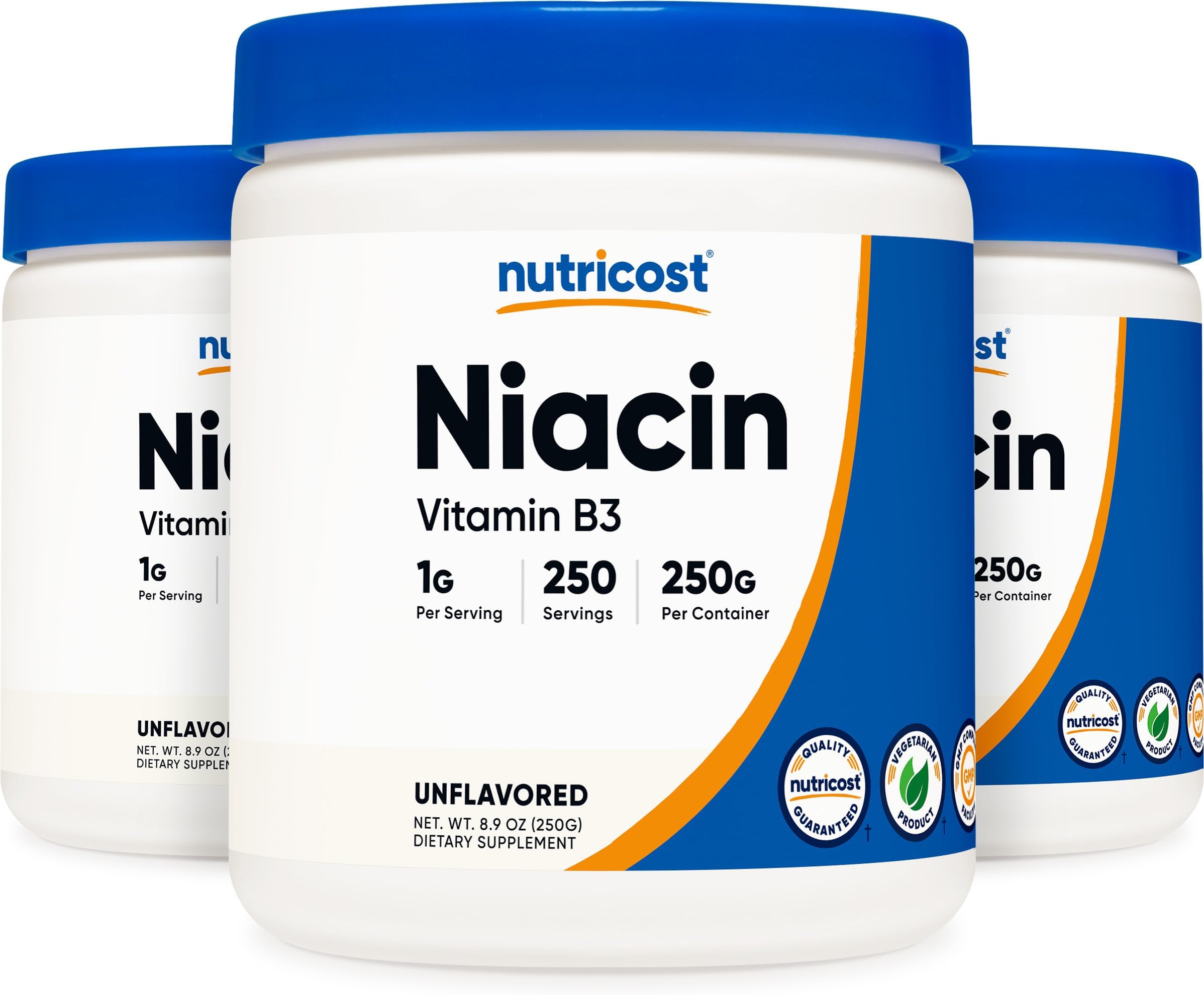 Nutricost Niacin Vitamin B3 Powder 250G (3 Pack) - 750 Grams - 1G Per Serv - Niacin Powder