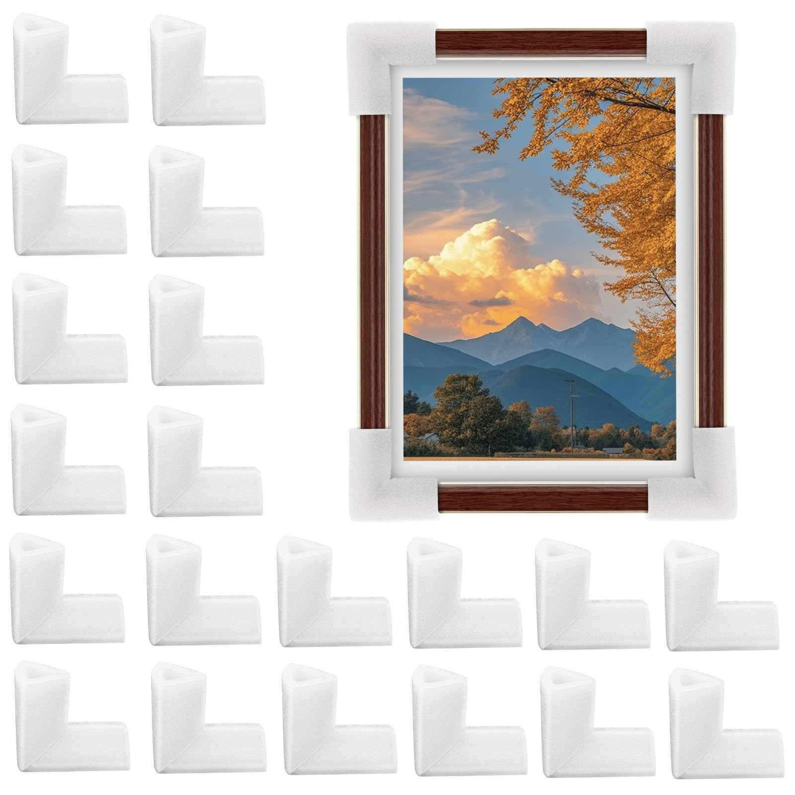 ibasenice Protections D'angle en Mousse Epe Blanc 24 Pièces Légères et Résistantes pour Emballage et Déménagement de Tableaux et Cartons Fragiles