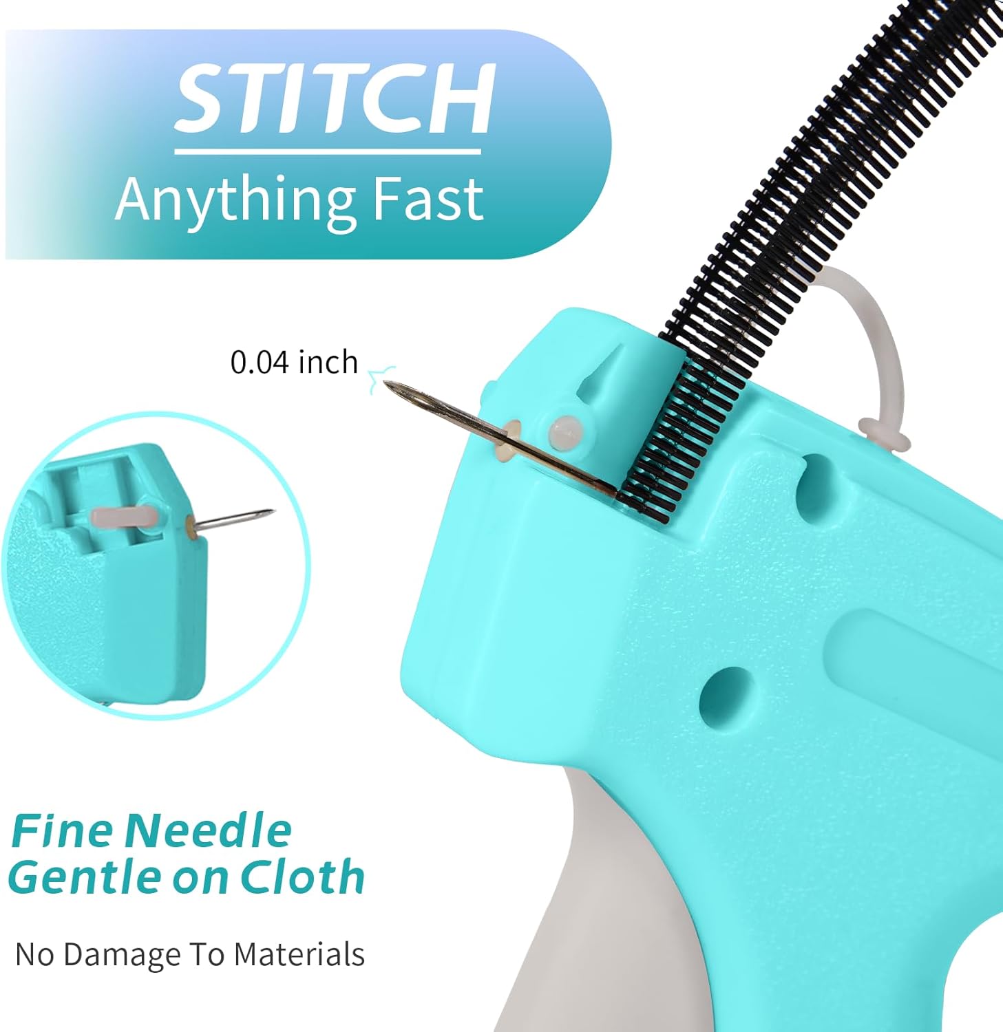 Mini Stitch Gun Kit, Stitchy Gun,Quick Clothing Fixer,Tagging Gun for Clothing, Mini Sewing Micro Tagging Gun - Includes 6 Needle2000 Black Fasteners & 2000 White Fasteners (Blue) - Image 3
