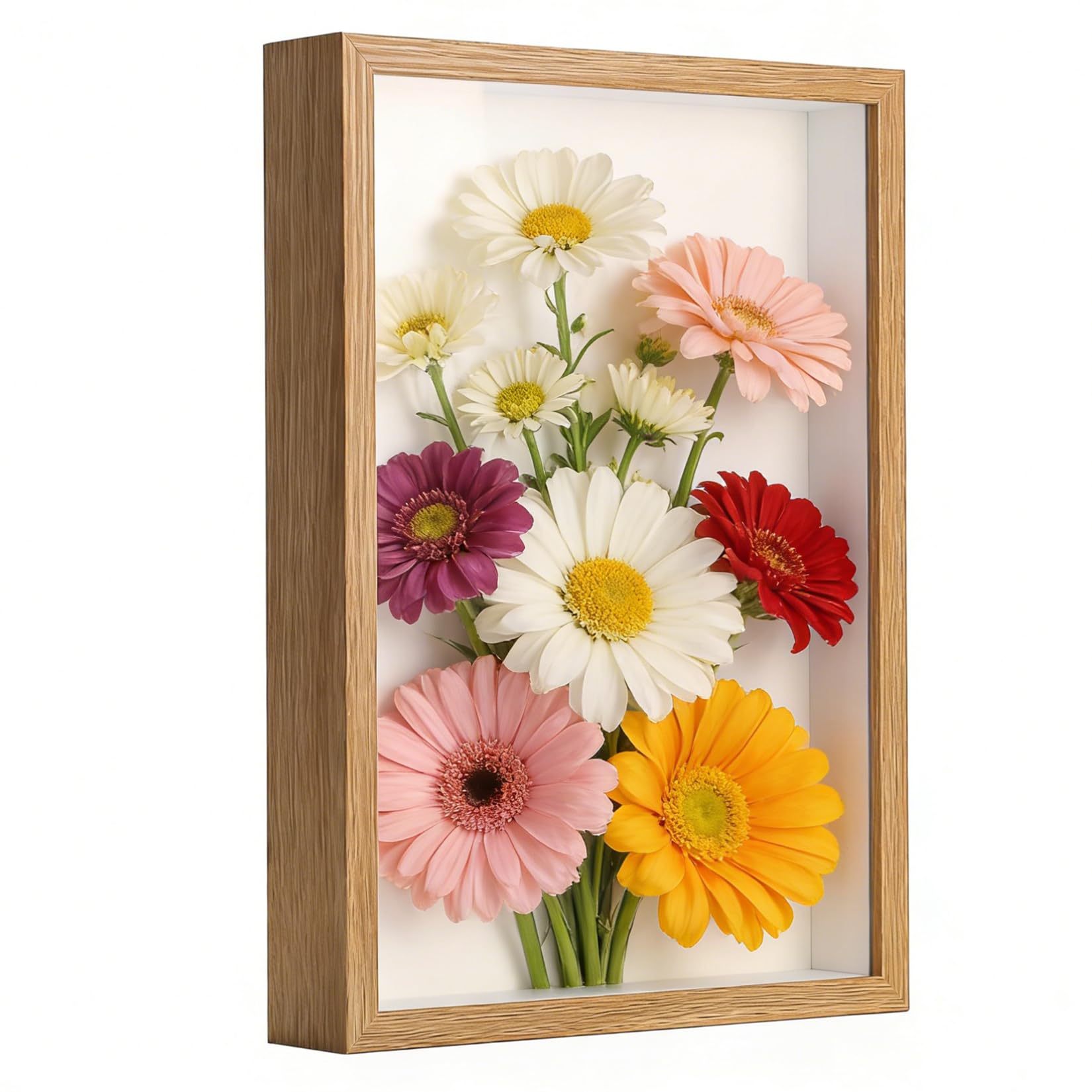 3D Shadow Boxes, Memory Box Frame, Deep Shadow Box Frames for Objects up to 3cm, Picture Frames for Crafts, Photos, Flowers, Artworks, and Memory Display (Wood Color, 8.27x11.7 in)
