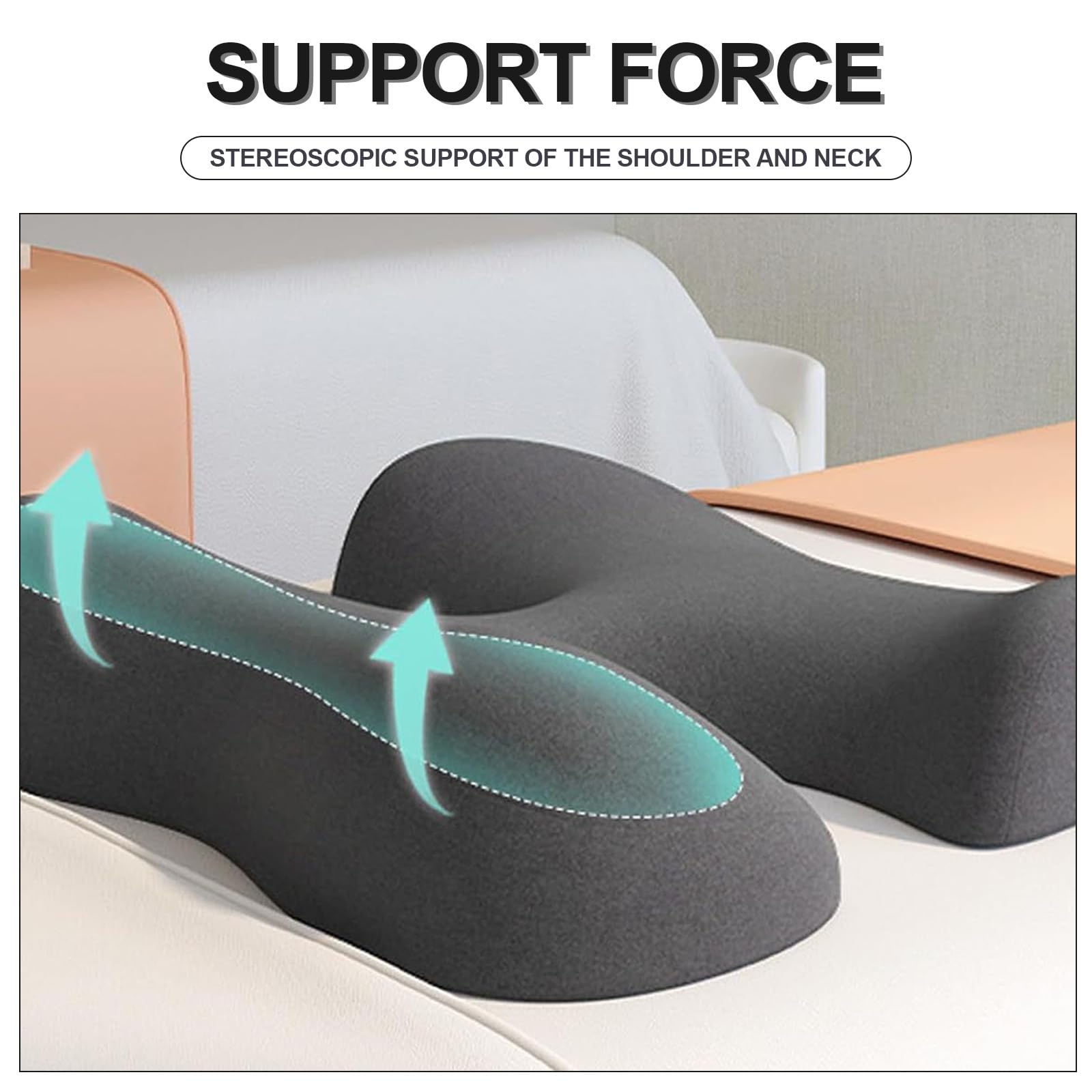 Almohada de Masaje Boca Abajo, Almohada para Dormir con Soporte para el Pecho y la Cara, Viene con una Funda extraíble y Lavable para SPA, Dormir, Black