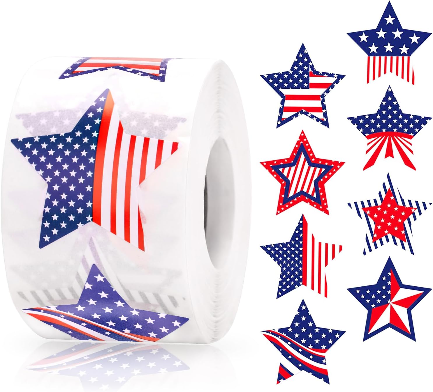 Anwyll American Flag Star Stickers - 500Pcs 1.5Inch USA Patriotic Seals Labels Stickers Self Adhesive 4th of July Sticker Memorial Veterans Day Sticker for 250th Anniversary Independence Day Reward