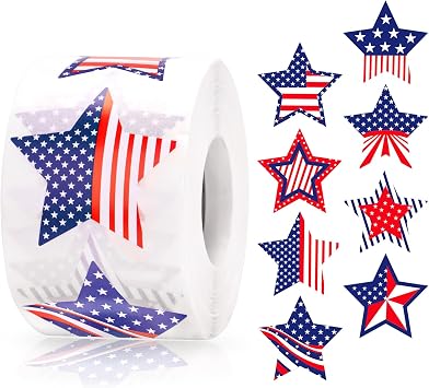 Anwyll American Flag Star Stickers - 500Pcs 1.5Inch USA Patriotic Seals Labels Stickers Self Adhesive 4th of July Sticker Memorial Veterans Day Sticker for 250th Anniversary Independence Day Reward