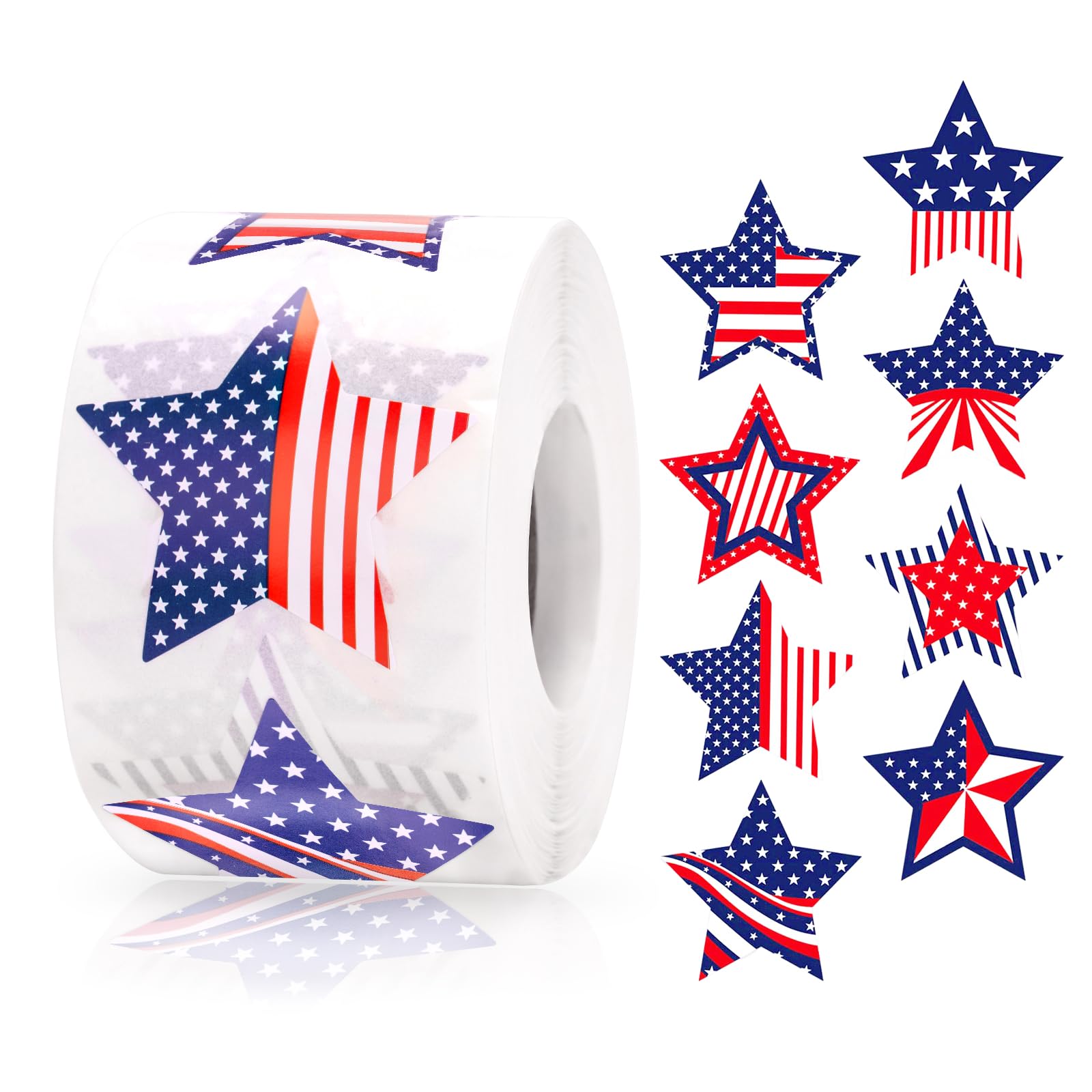 Anwyll American Flag Star Stickers - 500Pcs 1.5Inch USA Patriotic Seals Labels Stickers Self Adhesive 4th of July Sticker Memorial Day Sticker for Independence Day Kids Reward Envelope Seal Card