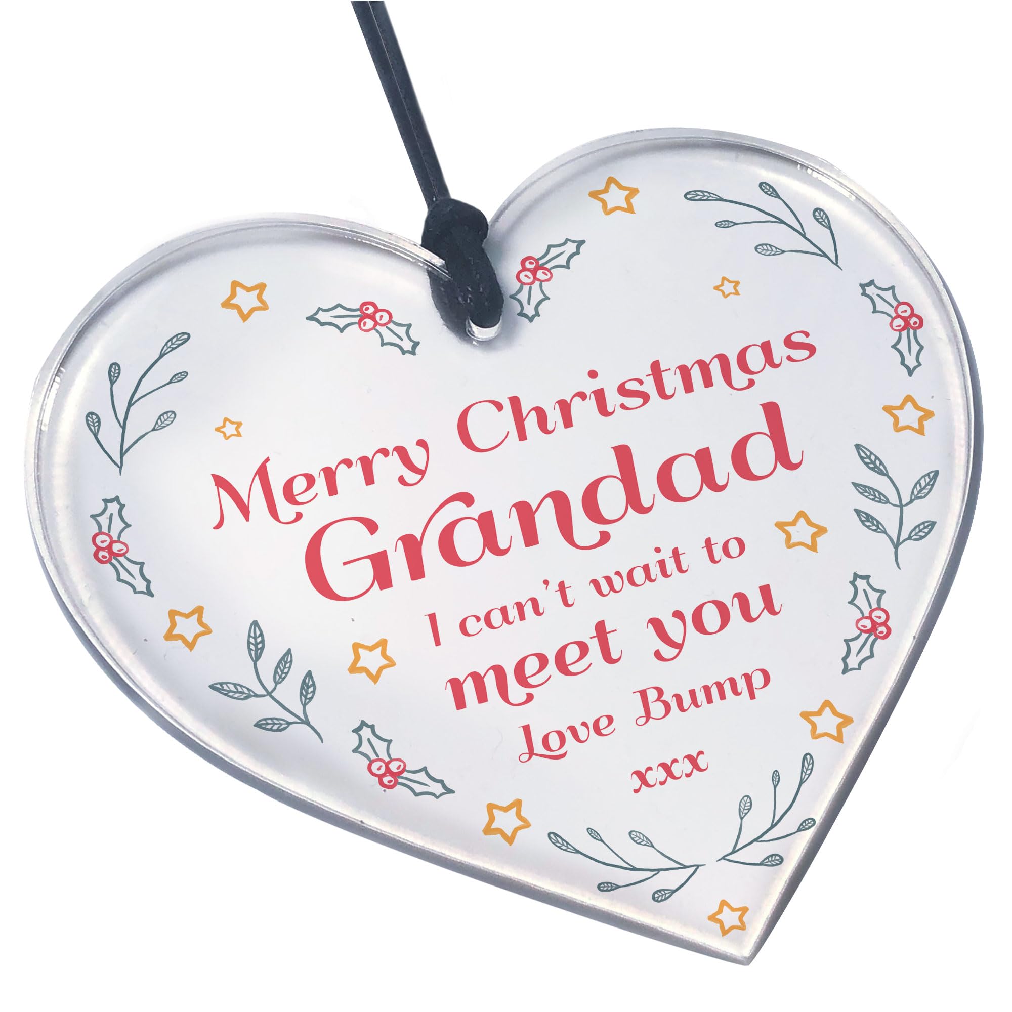 Red Ocean Gift For Gandad Christmas From Bump Acrylic Heart Bump Gifts For Grandad From Baby Keepsake Baby Announcement Gifts