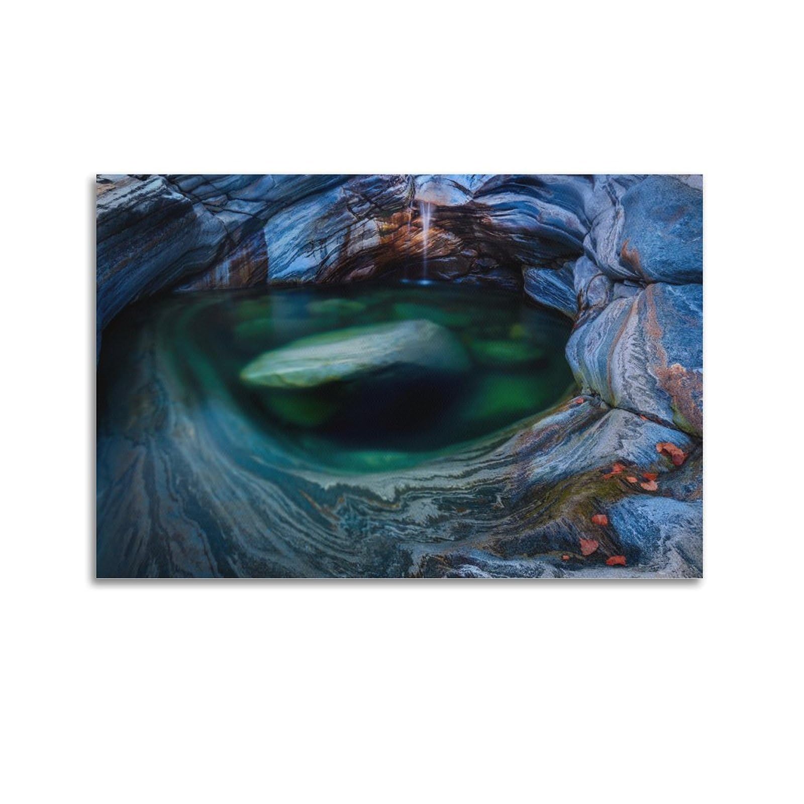 CXHJCA Mural Nature Poster Blue And Green Rock Water Scenery Poster Decorative Painting Canvas Wall Posters And Art Picture Print Modern Family Bedroom Decor Posters 20x30inch(50x75cm)