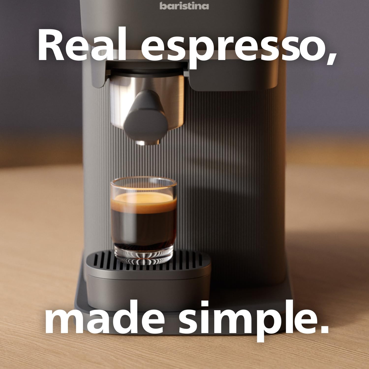 PHILIPS Baristina - Macchina per caffè espresso – Real Espresso Made simple, (nero grigio – portafiltro nero e montalatte)
