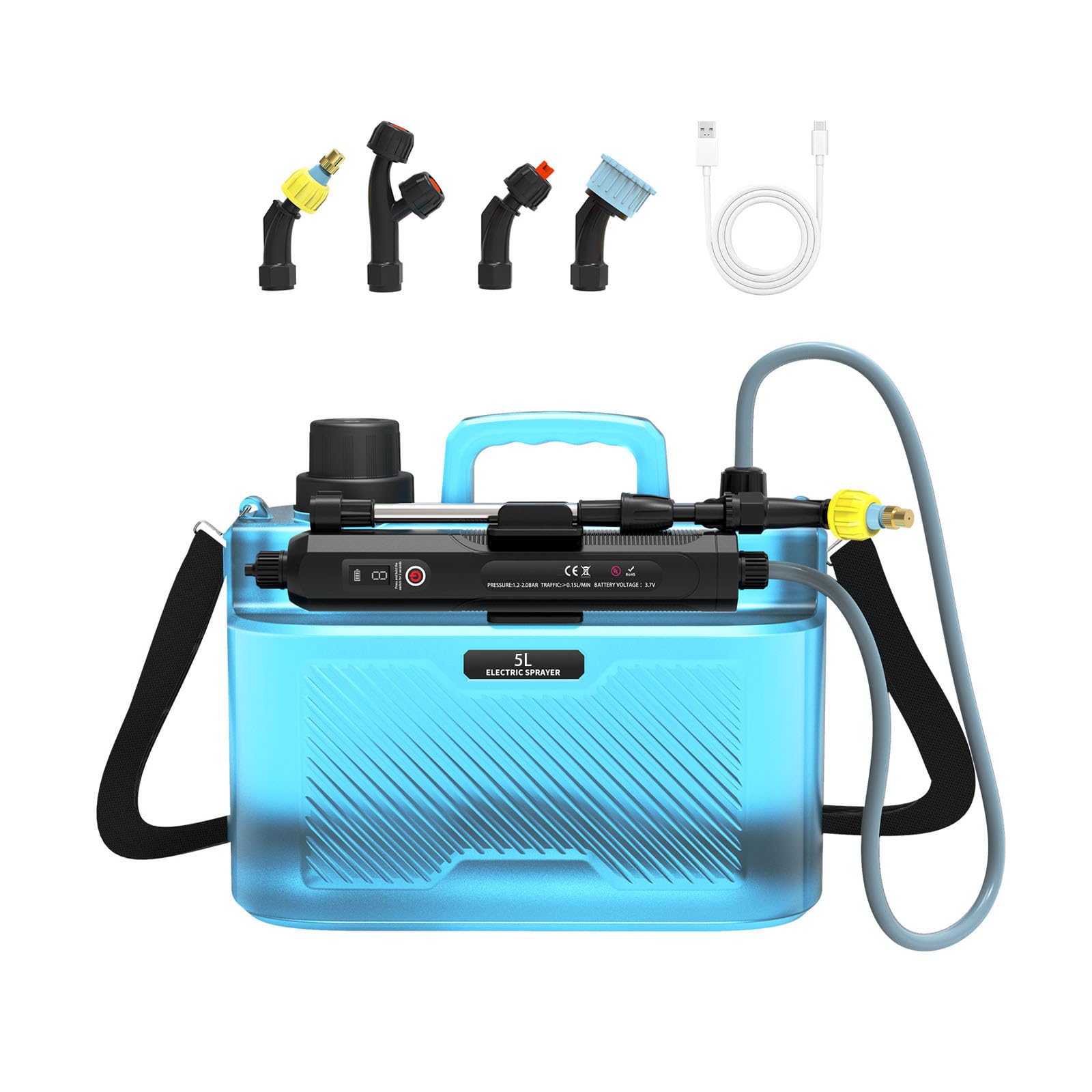 Spruzzatore da Giardino a Batteria Ricaricabile Tramite USB 2200mAh Funzione Automatica Continua Spruzzi per irrigazione dal Design Confortevole con Impugnatura