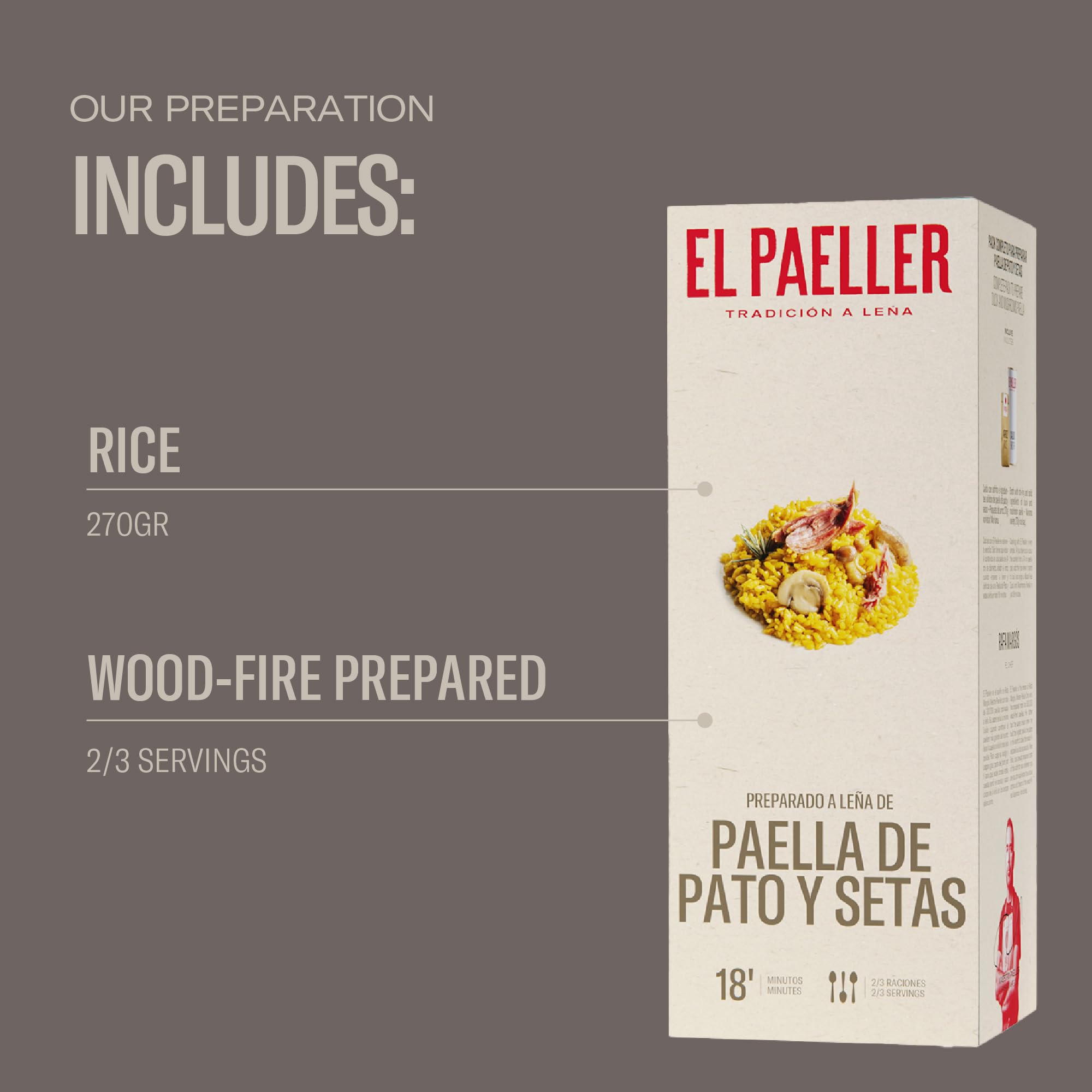 EL PAELLER - Préparation Paella de Canard et Champignons | Ingrédients 100% Naturels | Pour 2-3 Personnes | Facile à Préparer en seulement 18 Minutes | Sans Gluten