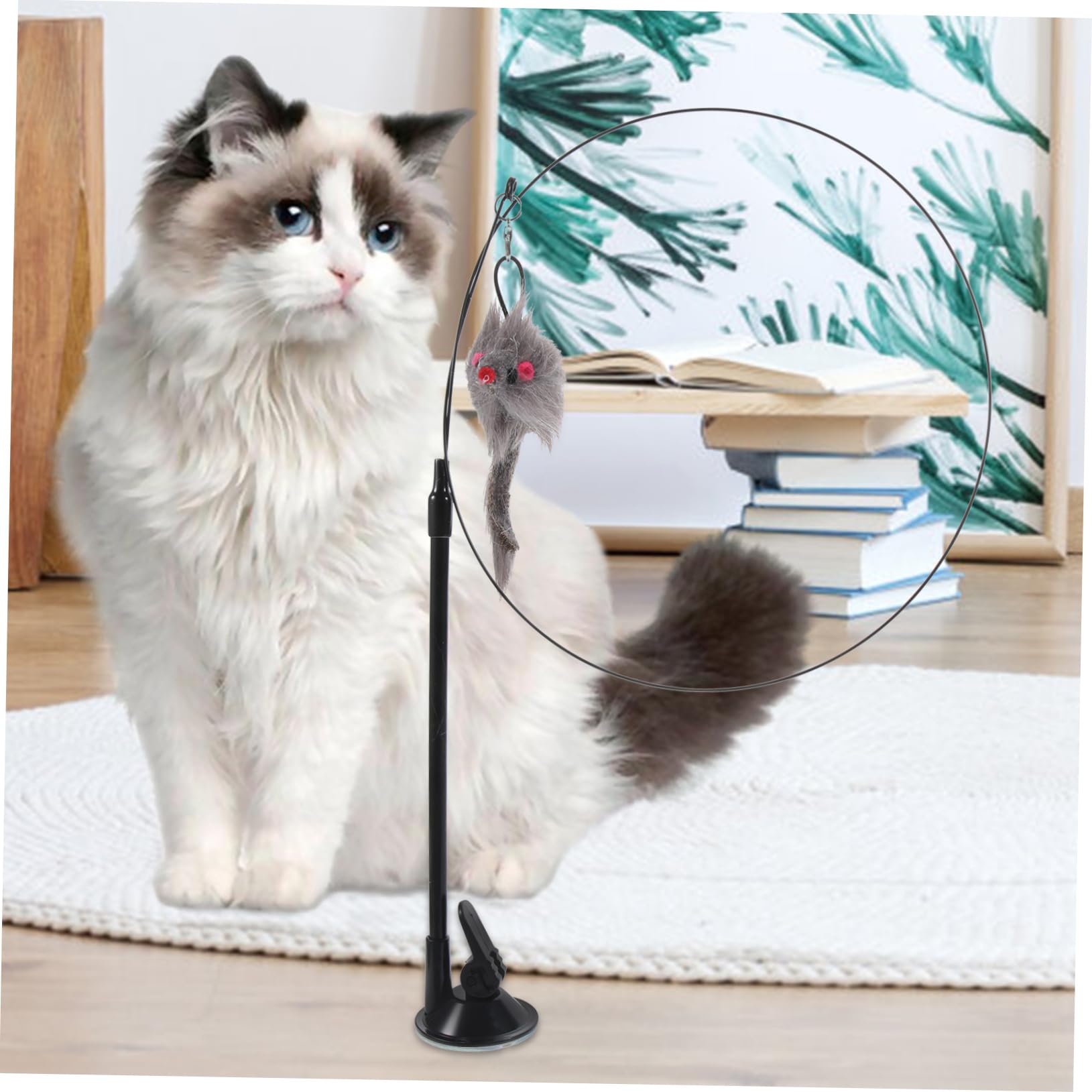 Milisten Jouet Interactif pour Chat Intérieur avec Ventouse Et Canne Amovible Stimule Exercice Et Amusement des Chats Et Chatons