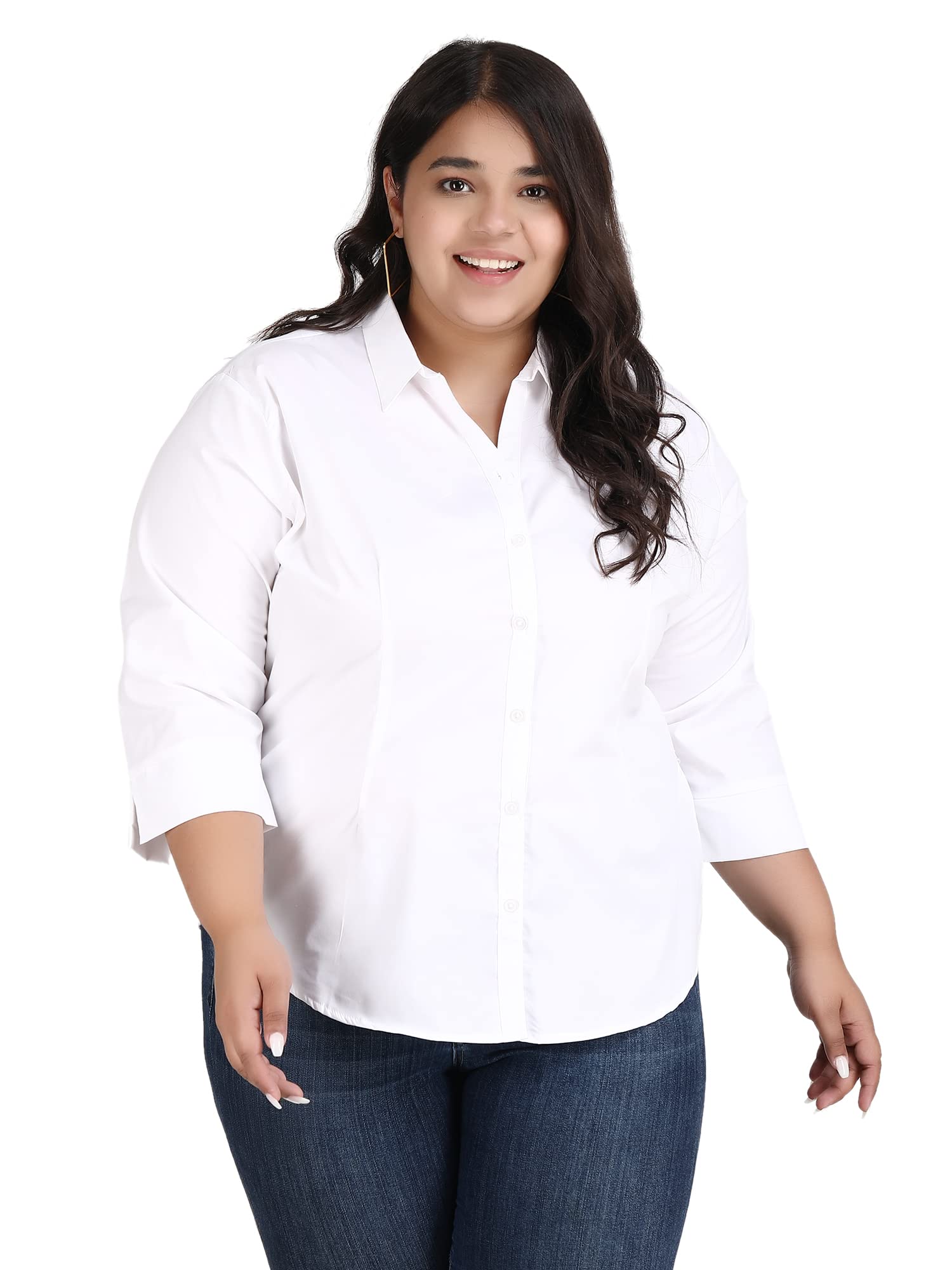 blue ronin Women Plus Size Casual Shirt | Casual Shirt 3/4 Sleeves for Women Stylish Western Shirt | Official Shirt for Women Formal | Regular fit Extra Comfort Shirt for Women's-picture-13