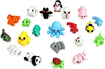 21 Pcs Mini 3D Printed Animal Set,Articulated Flexible Cute Animal Toys for Christmas,New Year,Birthday Gifts and Office Desktop Decoration