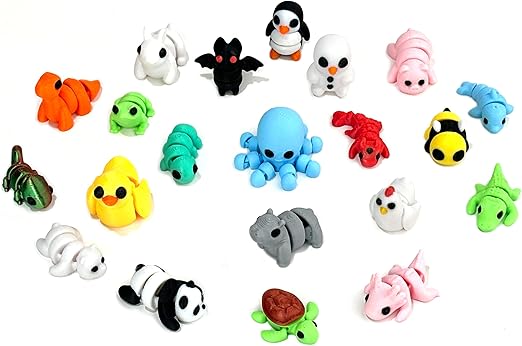 21 Pcs Mini 3D Printed Animal Set,Articulated Flexible Cute Animal Toys for Christmas,New Year,Birthday Gifts and Office Desktop Decoration