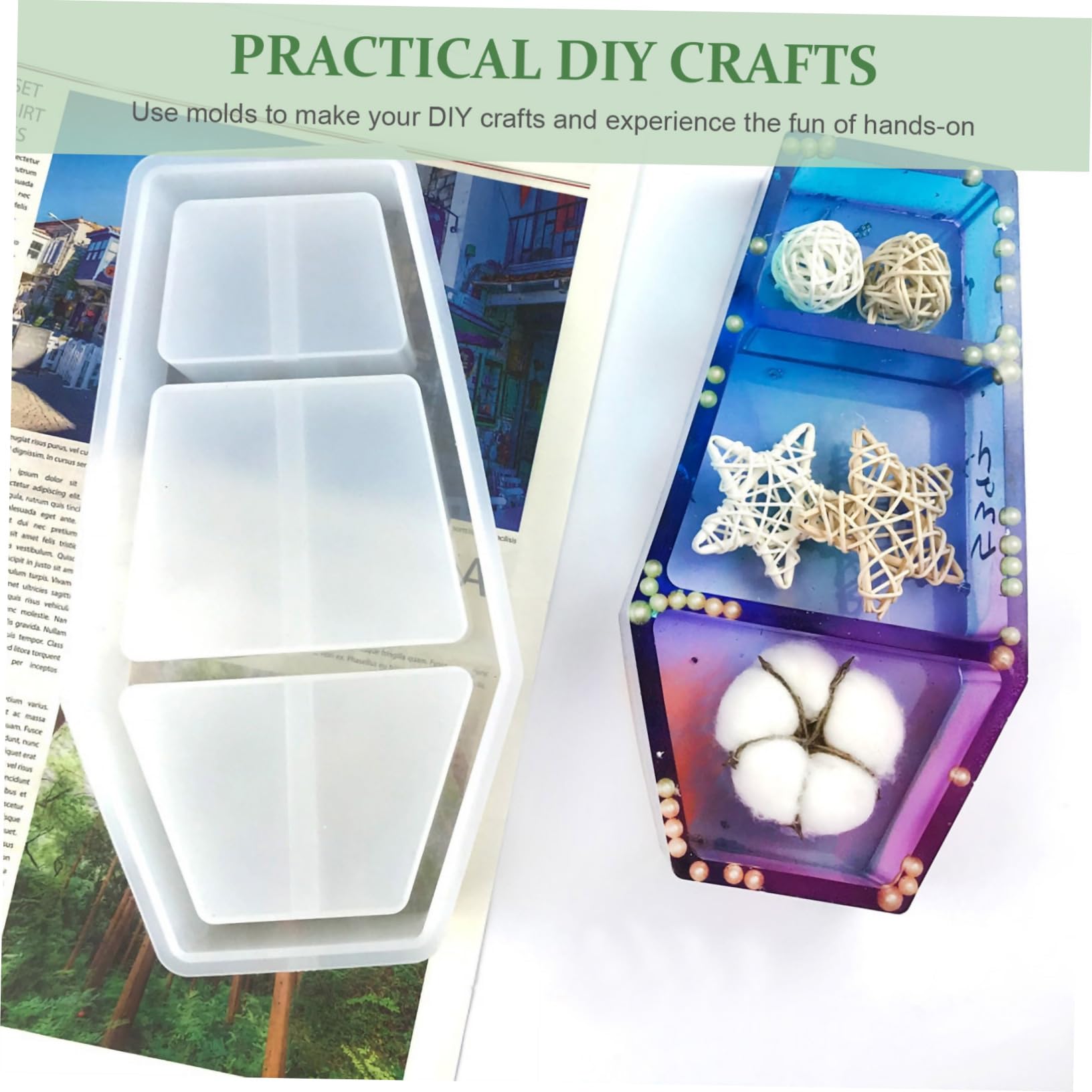 SHINEOFI 2er-box Form Für Aufbewahrungsboxen Plätzchen Ring Anzeige Bausatz Schmuck Brief Skelett Schmelzen Versiegelung Horror Halloween Muschel Sarg Kristall-epoxy-form Kieselgel