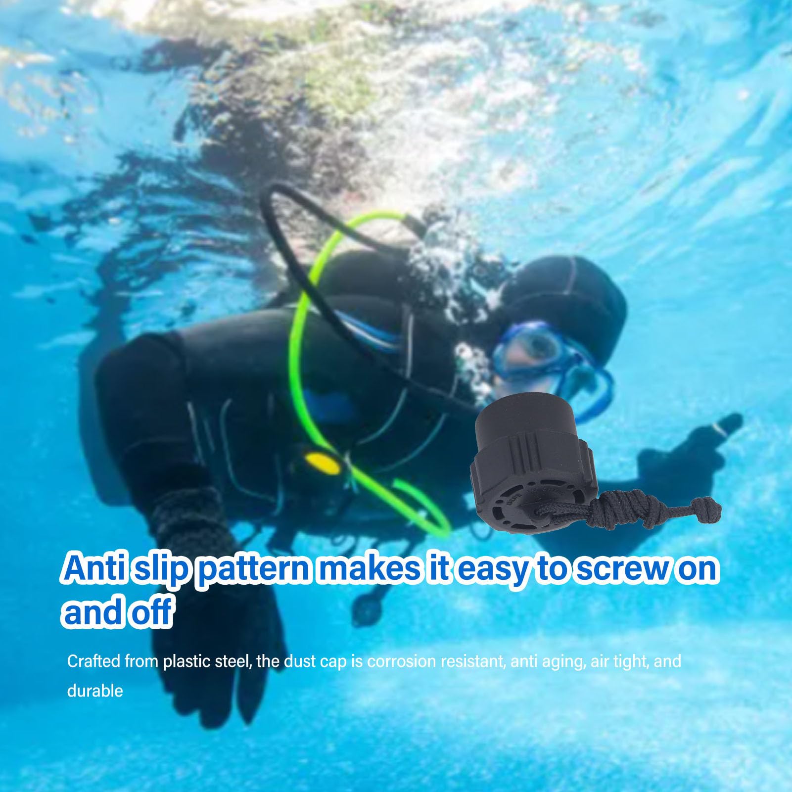 cardyven Scuba Tank Valve Cover,Plastic Steel Tank Valve Threaded Plug Protector Cap,Diving First Stage Protector Cap Scuba Tank Valve End Cap for Outdoor Activities and Diving Expeditions