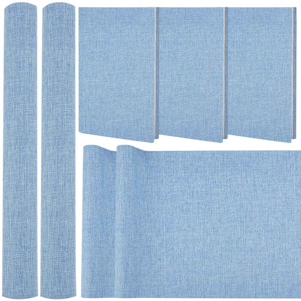 CRASPIRE 2Pcs 51 x 11.8 Inch Blue Book Cloth Books Binding Cover Bookbinding Fabric Surface Paper Backed Linen Woven Bookcover for Notebook Album Scrapbooking Archival DIY Covering Protector