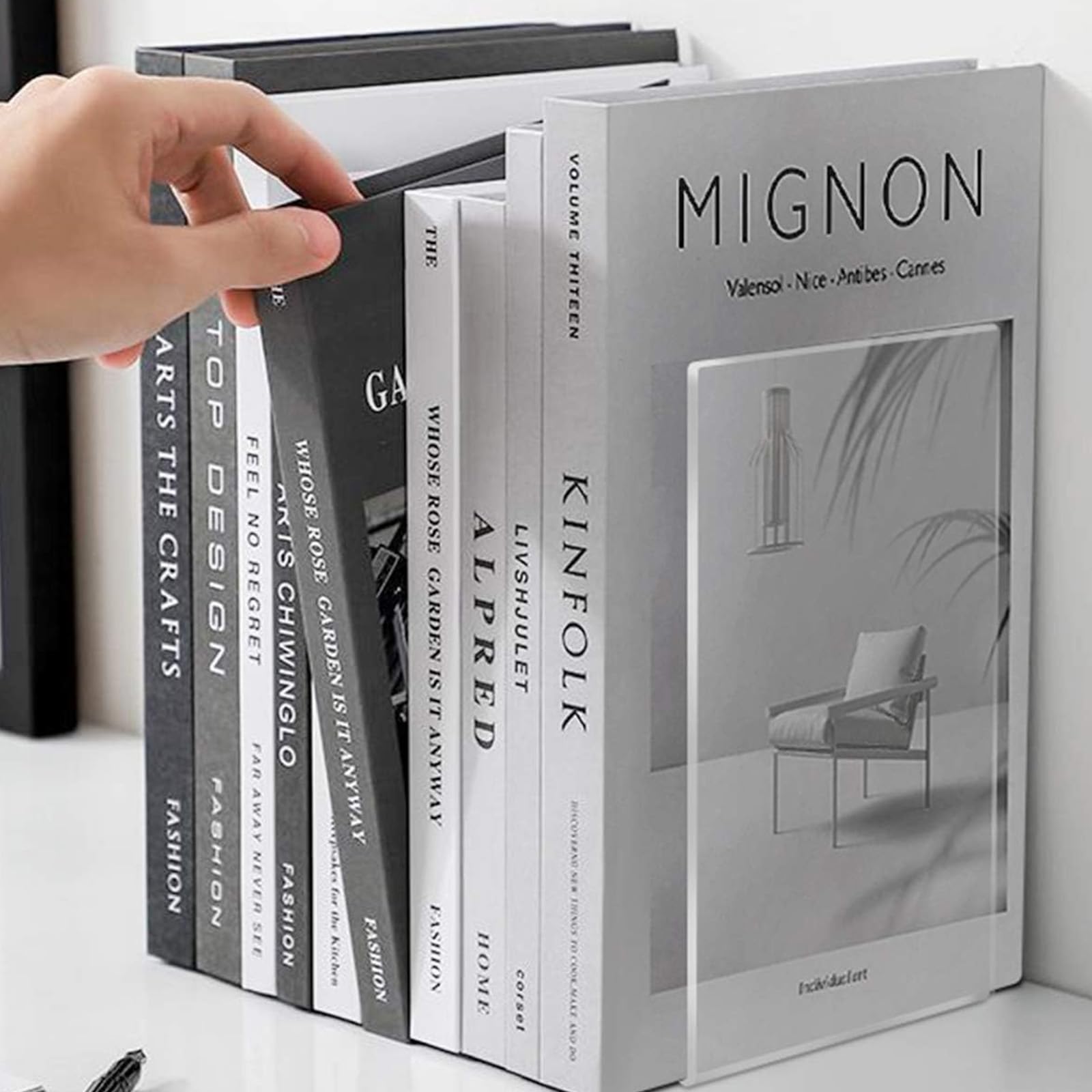 APACALI 16PCS Serre Livres en Acrylique Transparent pour Étagères, Support de Tablette pour Bibliothèque, Bureau, Écoles, Librairie
