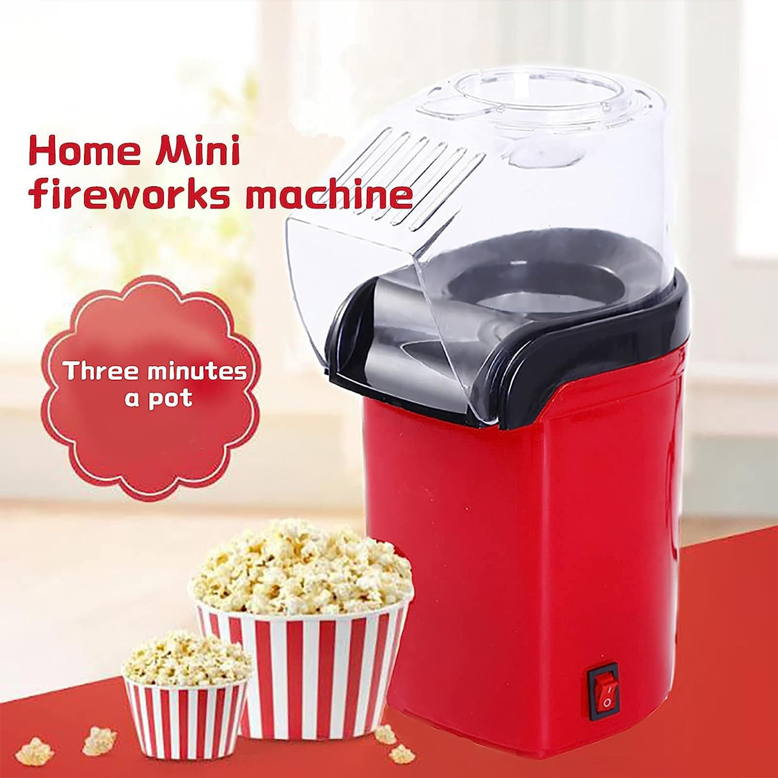 Piccola macchina per popcorn per uso domestico, senza olio e a bassa temperatura, macchina per popcorn ad aria per feste e divertimento in famiglia, facile da usare, senza grassi e sana, bianca