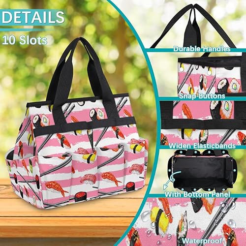 Miniatura 5 de Sashimi - Bolsa de herramientas de jardín con patrón para mujeres y hombres, bolsas de almacenamiento de herramientas de jardinería con 10