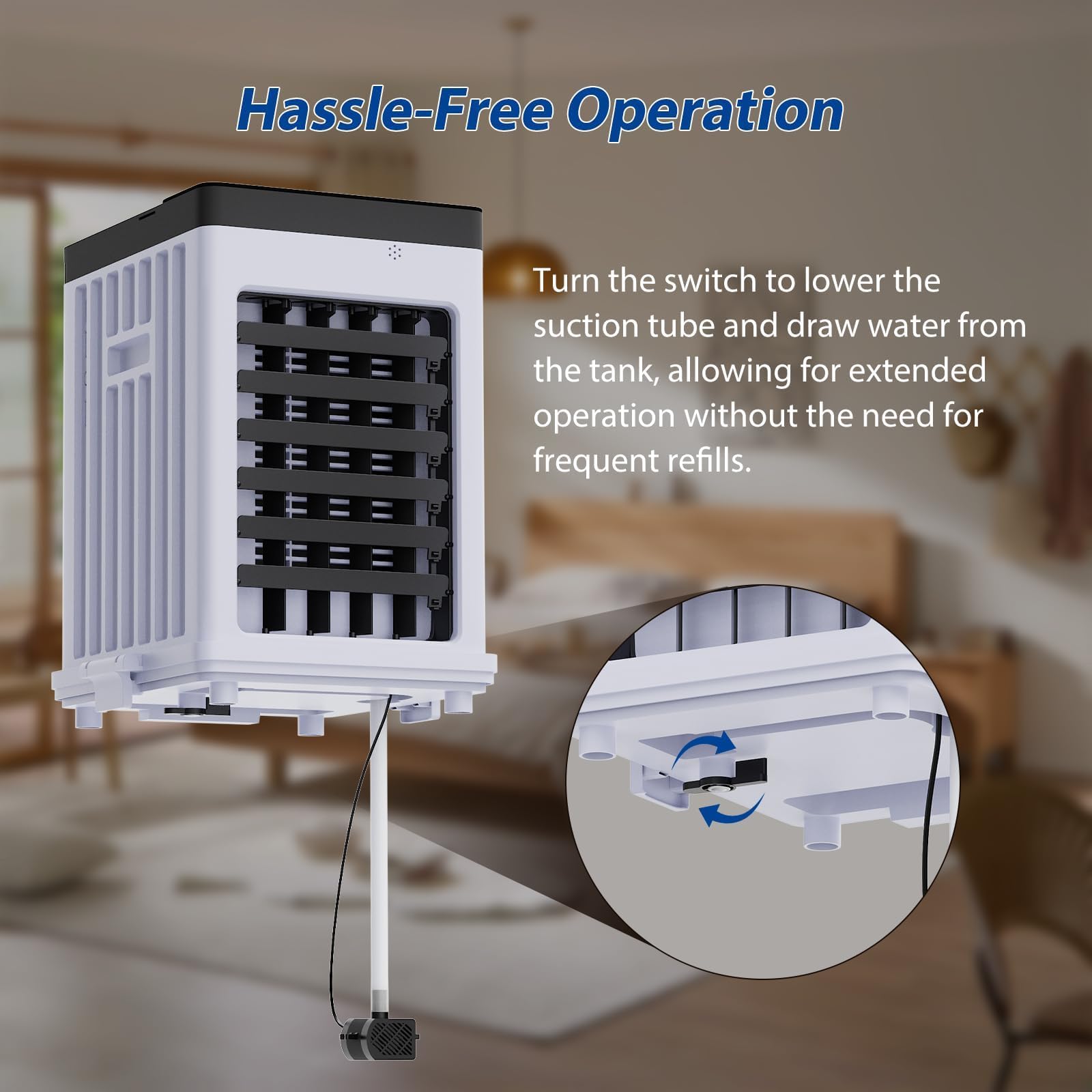 Climatiseur Mobile Sans Évacuation 15L, 3-en-1 Rafraîchisseur d'Air Évaporatif Silencieux avec Télécommande, Ventilateur Brumisateur & Humidificateur, 3 Modes, Oscillation 120° Pour Maison Bureau