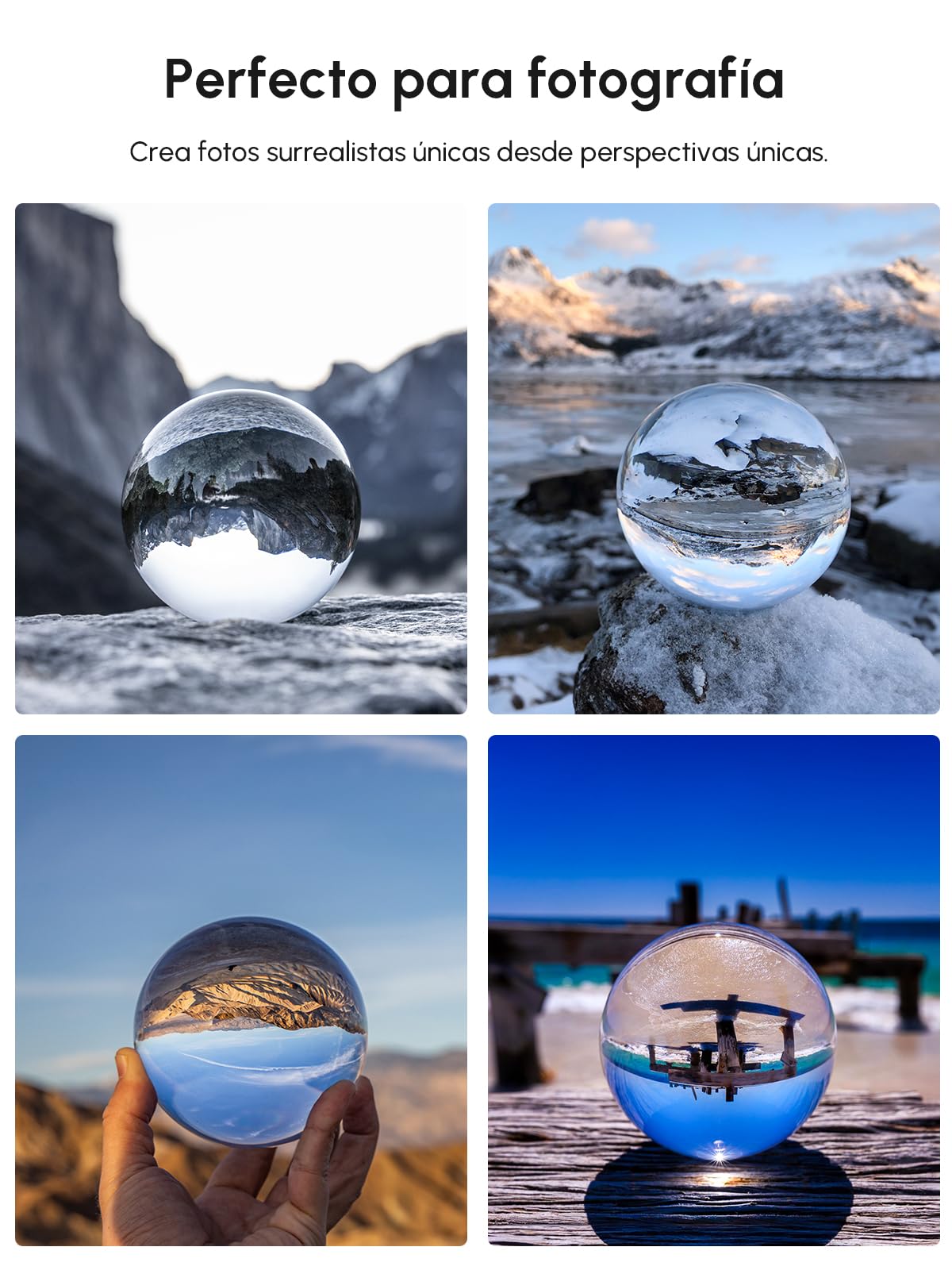 Rollei Lensball 110mm I bola de vidrio I bola de cristal I bola de fotos con bolsa de almacenamiento y paño de limpieza de microfibra para fotografía de bolas de vidrio
