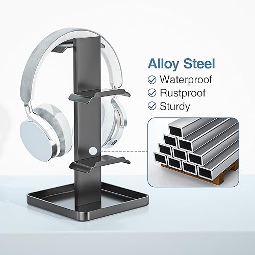 Miniatura 2 de bussdis Soporte para auriculares, soporte para auriculares, soporte de metal para auriculares, colgador de auriculares para juegos con