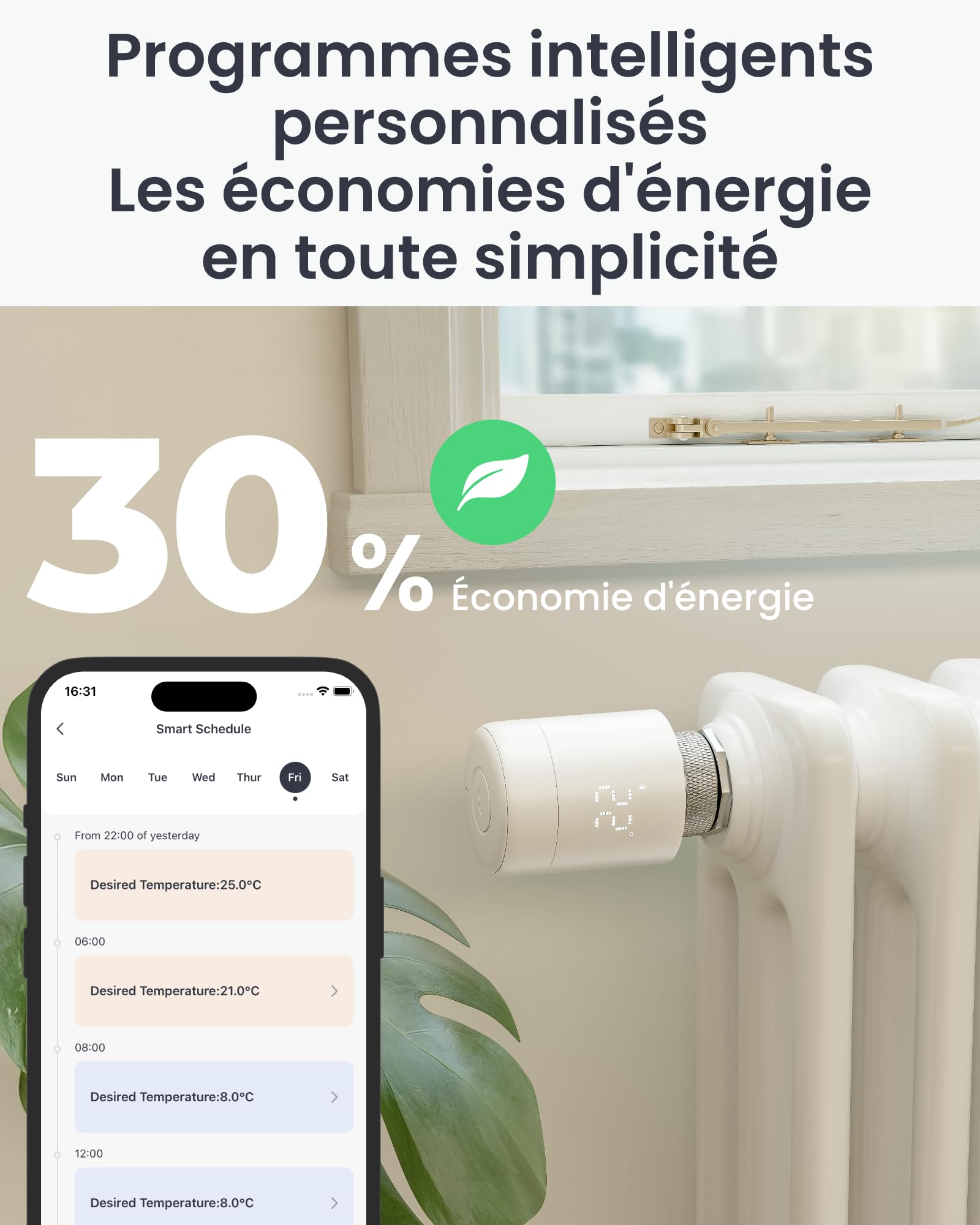 SwitchBot Combo Thermostat de radiateur connecté Panneau Matter – contrôle Via appli & minuteur, Installation Facile, économie d'énergie, Compatible Apple Home