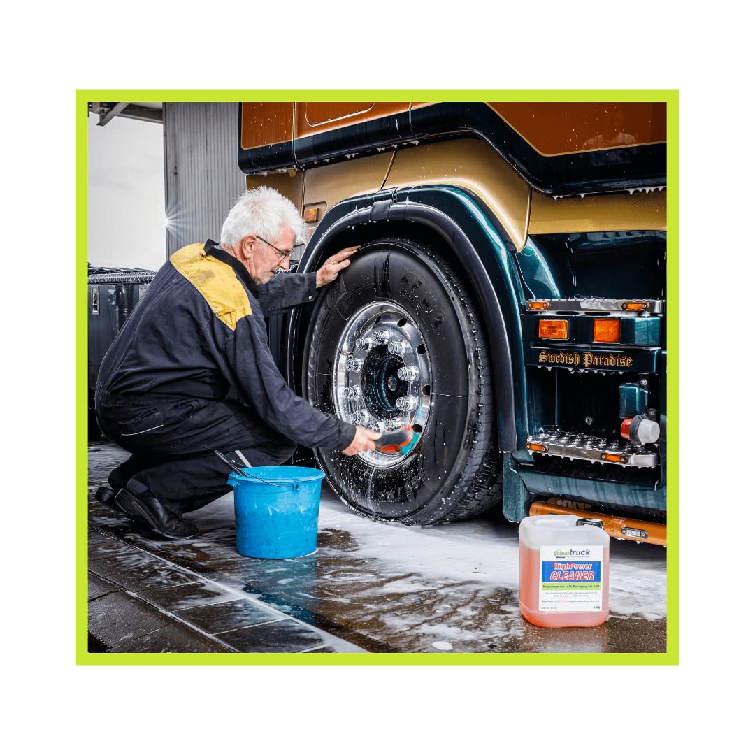 cleantruck Limpiador concentrado para camiones de 5 kg – Limpiador profesional para camiones fuerte contra aceite, grasa e insectos, hace brillar tu camión, hasta 5 lavados de camiones