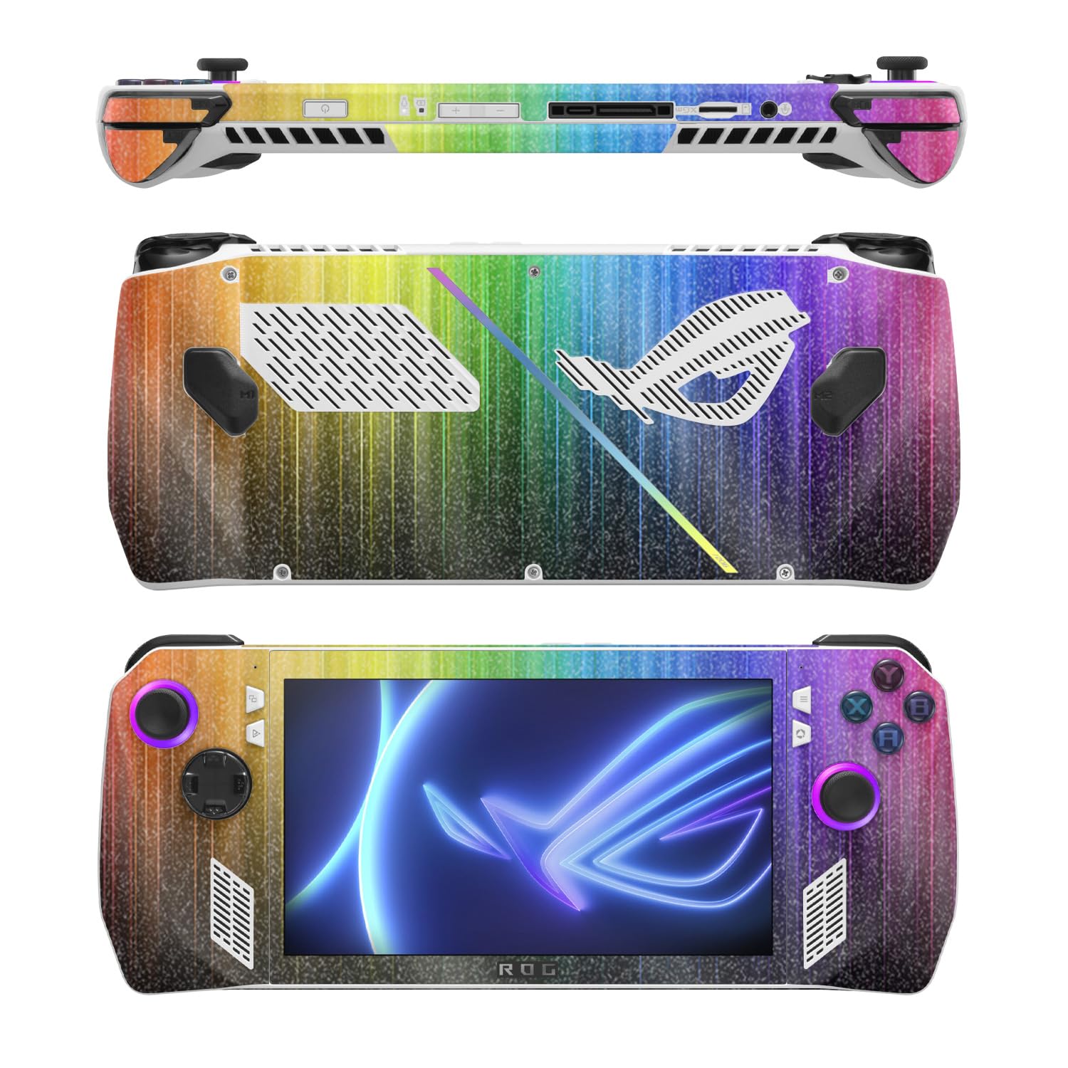MightySkins Glossy Glitter Skin Compatible with Asus ROG Ally - Rainbow Streaks | Protective, Durable High-Gloss Glitter Finish | Easy to Apply