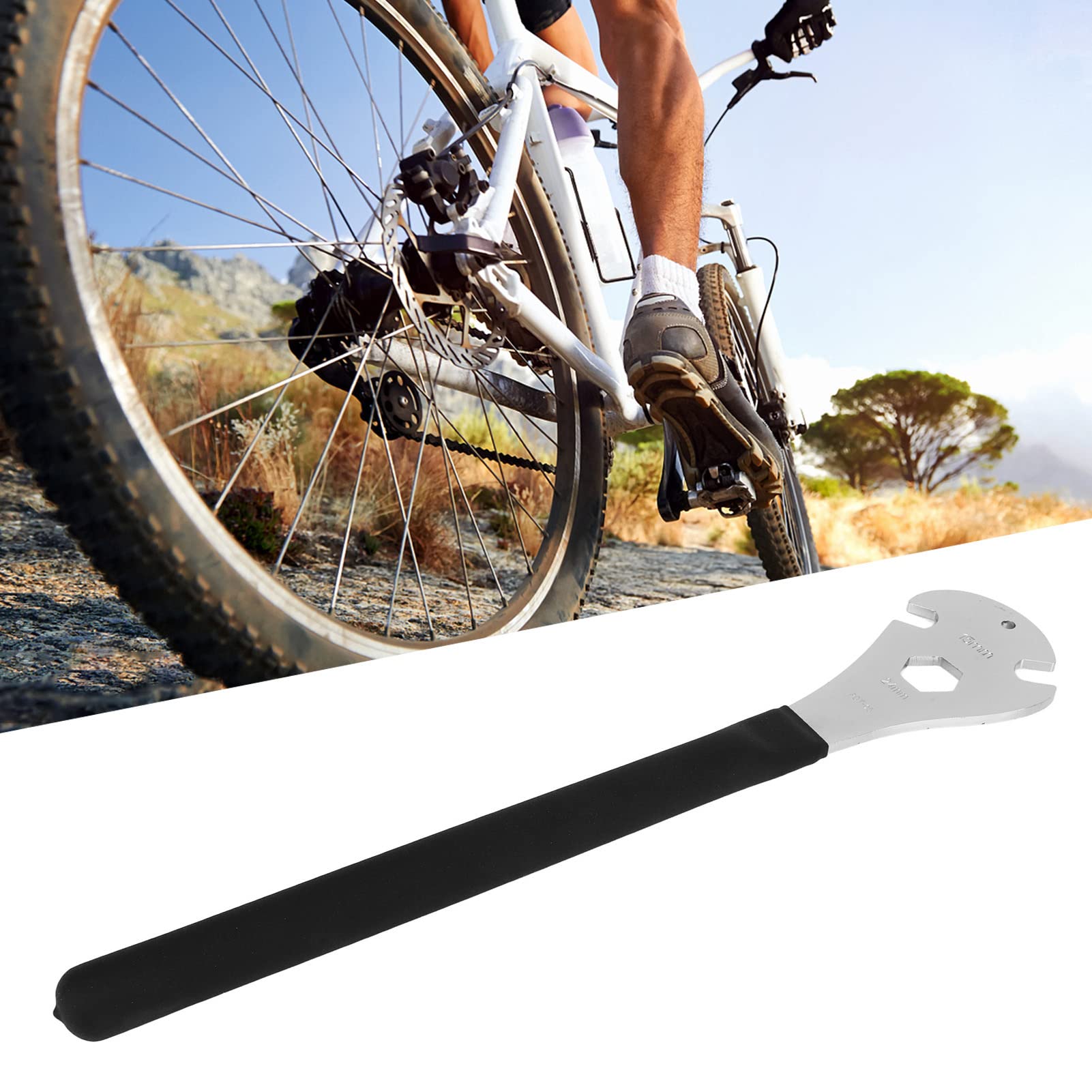 Fahrradpedalschlüssel, 15 mm, extra langer Griff, 12,2 Zoll Manganstahl