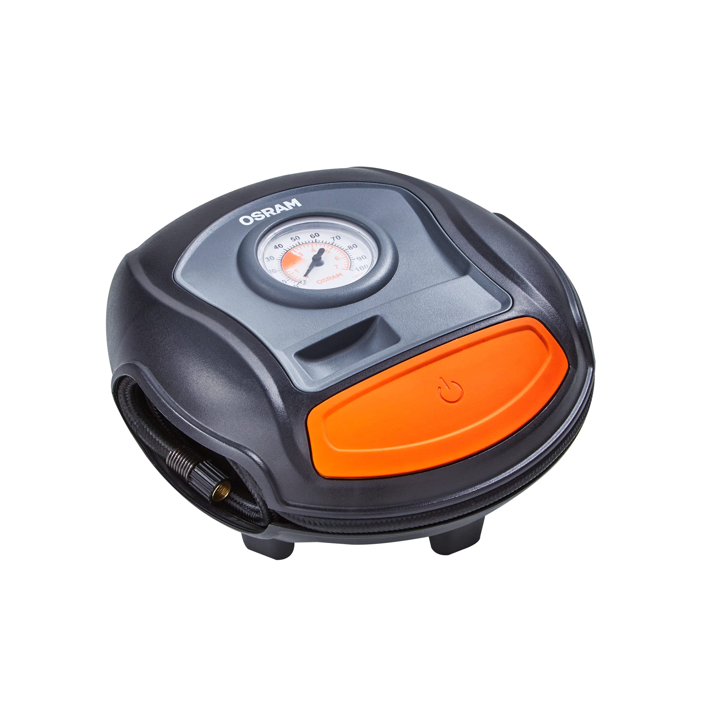 OSRAM OTI200 TYREinflate 200, Pompa elettrica analogica, compressore Auto Portatile 12V, Alimentazione Tramite accendisigari, gonfiaggio dei Pneumatici in 4,5 min, Senza Luce LED, Stop