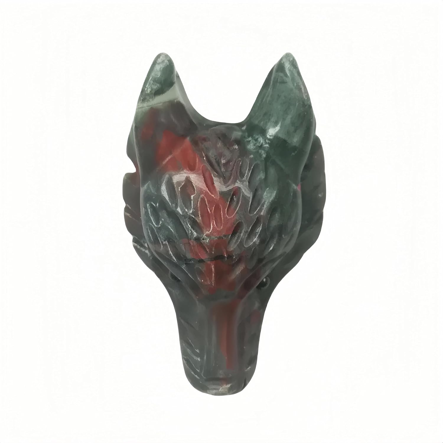 Natural Rhodonite Wolf Head Crystals and Healing Stone Figurine,1.57 Inchs Norse Mythology Protection Indoor Decorative Stone,Haped DIY-Jewelry Pendant