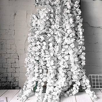Amazon｜redleafjp 造花 藤の花 白 20本入れ 1m 壁掛け 造花