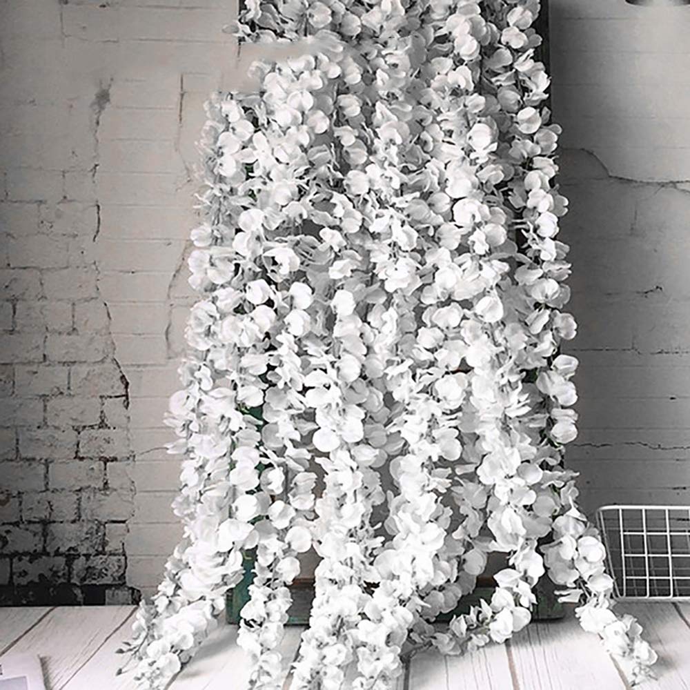 Amazon｜redleafjp 造花 藤の花 白 20本入れ 1m 壁掛け 造花グリーン