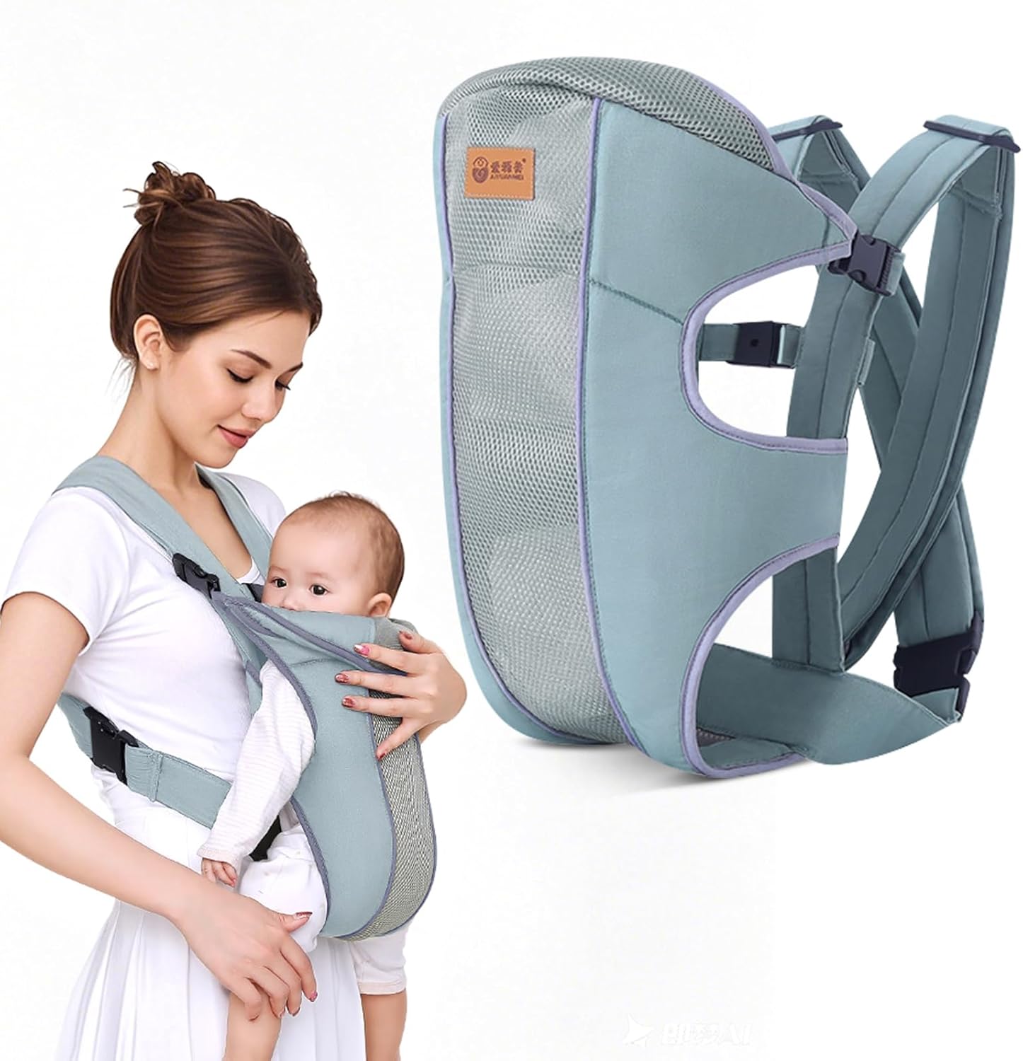 Homarket Baby Carrier Newborn to Toddler, Cozy Baby Wrap Carrier,M-Shaped Sitting Posture (Mint Green) Homarket Baby Carrier Newborn to Toddler, Cozy Baby Wrap Carrier,M-Shaped Sitting Posture (Mint Green)