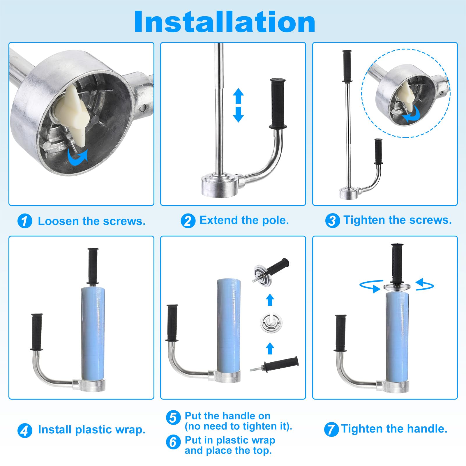 PATIKIL Rétractable Emballage Poignée, Extensible Emballage Distributeur Extensible Film Distributeur Réglable Hauteur Emballage pour 30-50cm/17,7-19,7pouce Extensible Emballage, Argenté