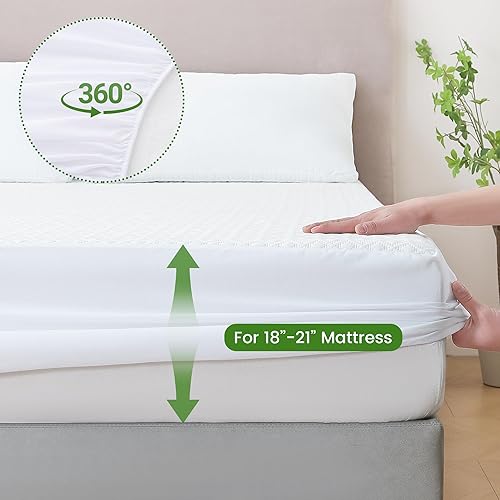 Miniatura 6 de KUUP 100% Waterproof California King Mattress Protector- Hypoallergenic Odor-Free Bamboo Rayon, Breathable Cooling 3D Air Noiseless Mattress Cover