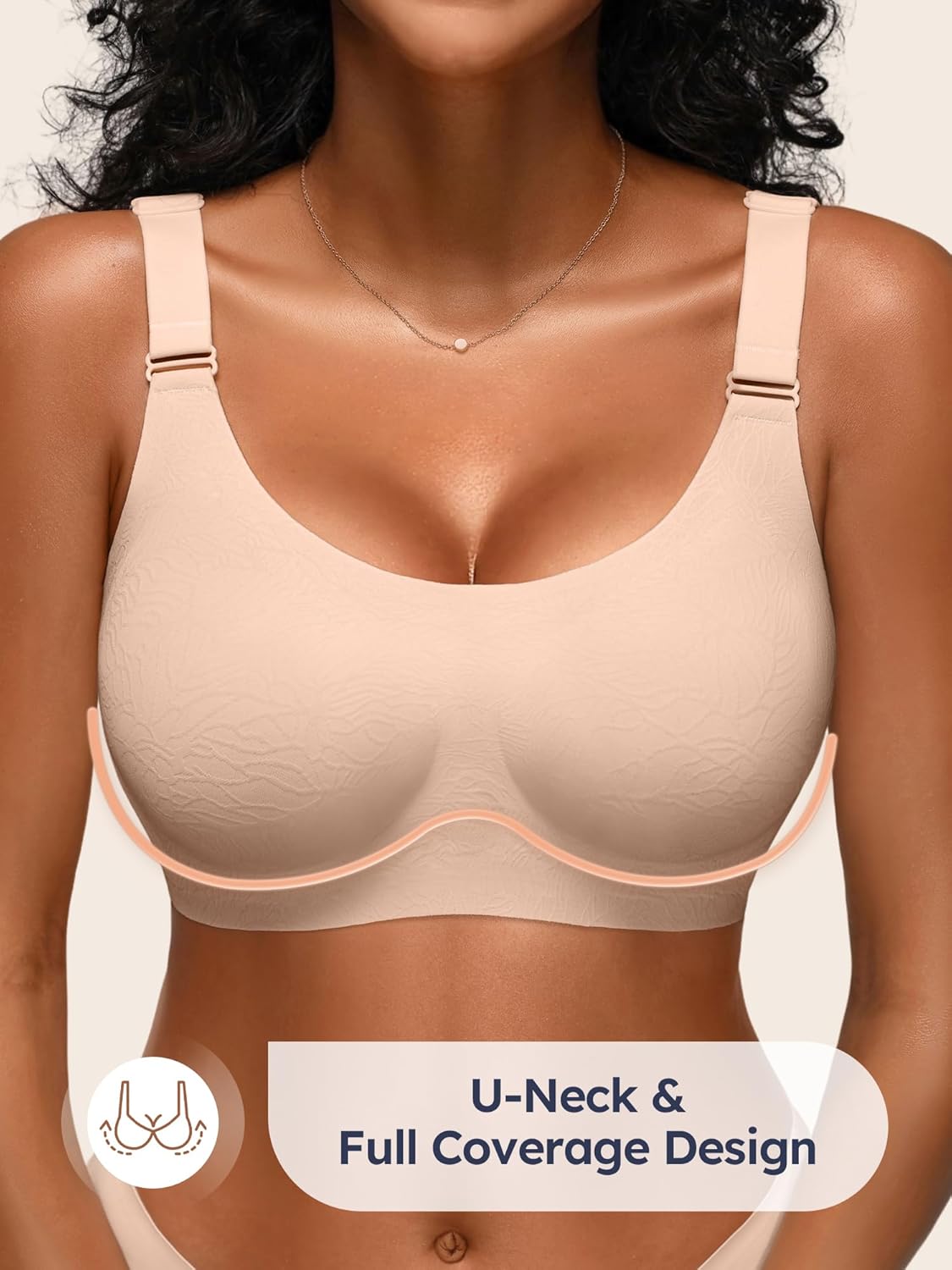 Bras for Women No Underwire, Full Coverage Seamless Comfortable Bralette with Support and Lift, Wireless Padded Bra - Image 2