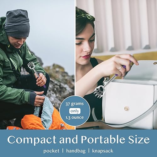 Miniatura 5 de Rascadores telescópicos para espalda, garras de oso, masajeador de manos, con asas de goma, portátiles, de metal, 4 unidades