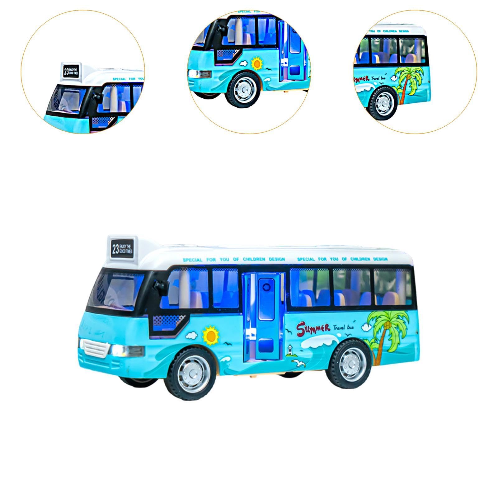 DuskHaven Spielzeugbus für Kinder, Trägheitsantrieb, Robustes Fahrzeug, Bus mit Geräuschen Und Lichtern, Spielzeugauto Modell für Jungen, Blau