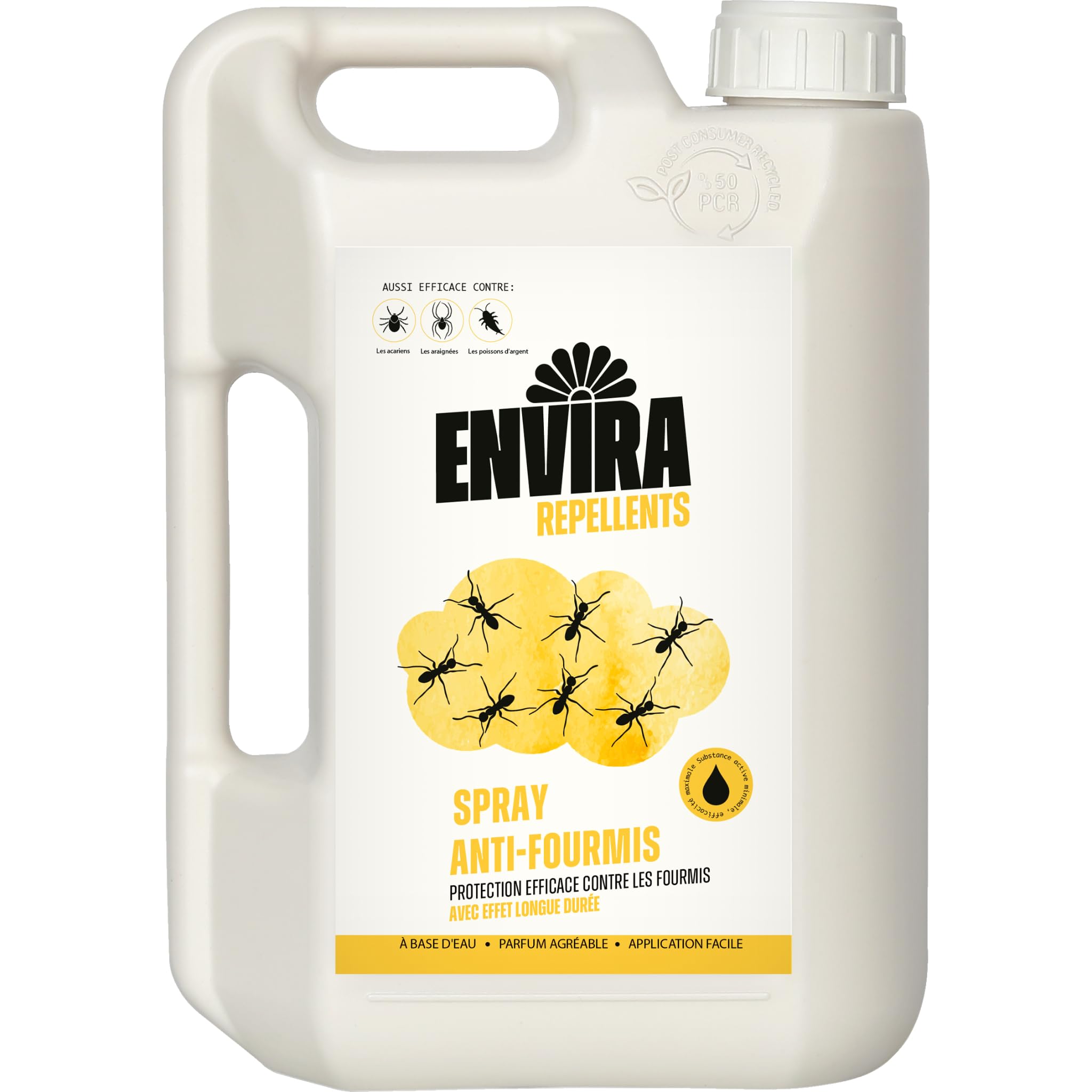 Envira Spray Anti-Fourmis - Anti-Fourmis à Action Longue Durée - Sans Odeur & A Base d'Eau - 2 Litres