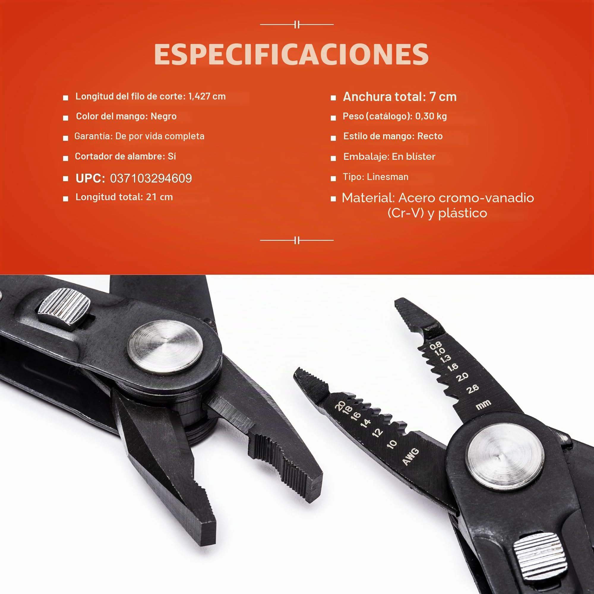 Crescent CCP8 V 2-in-1 Combo Alicates – Rojo/Negro