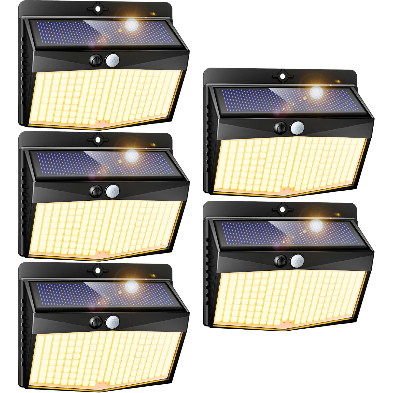 Peasur Solar Lights Outdoor Garden, 168LED 5 Pack Solar Powered Security Lights Outdoor Motion Sensor with 3 Modes